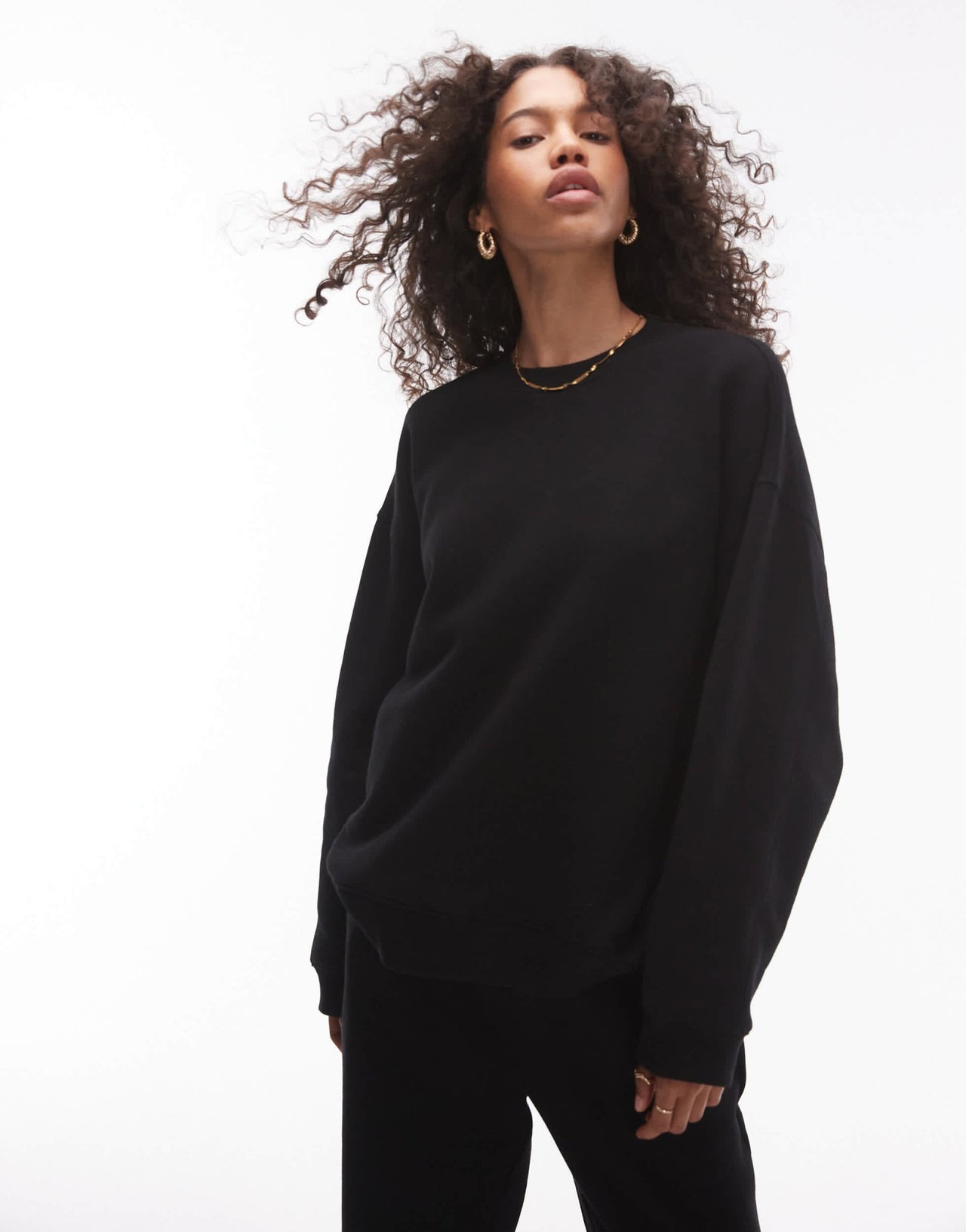 Topshop premium co ord seam detail sweat in black - BLACK - ASOS Sample Sale