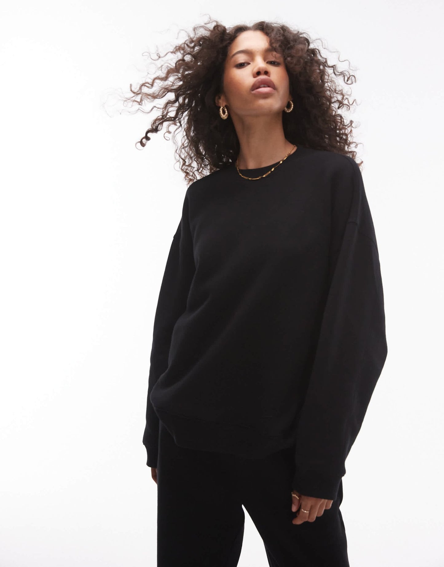 Topshop premium co ord seam detail sweat in black - BLACK - ASOS Sample Sale