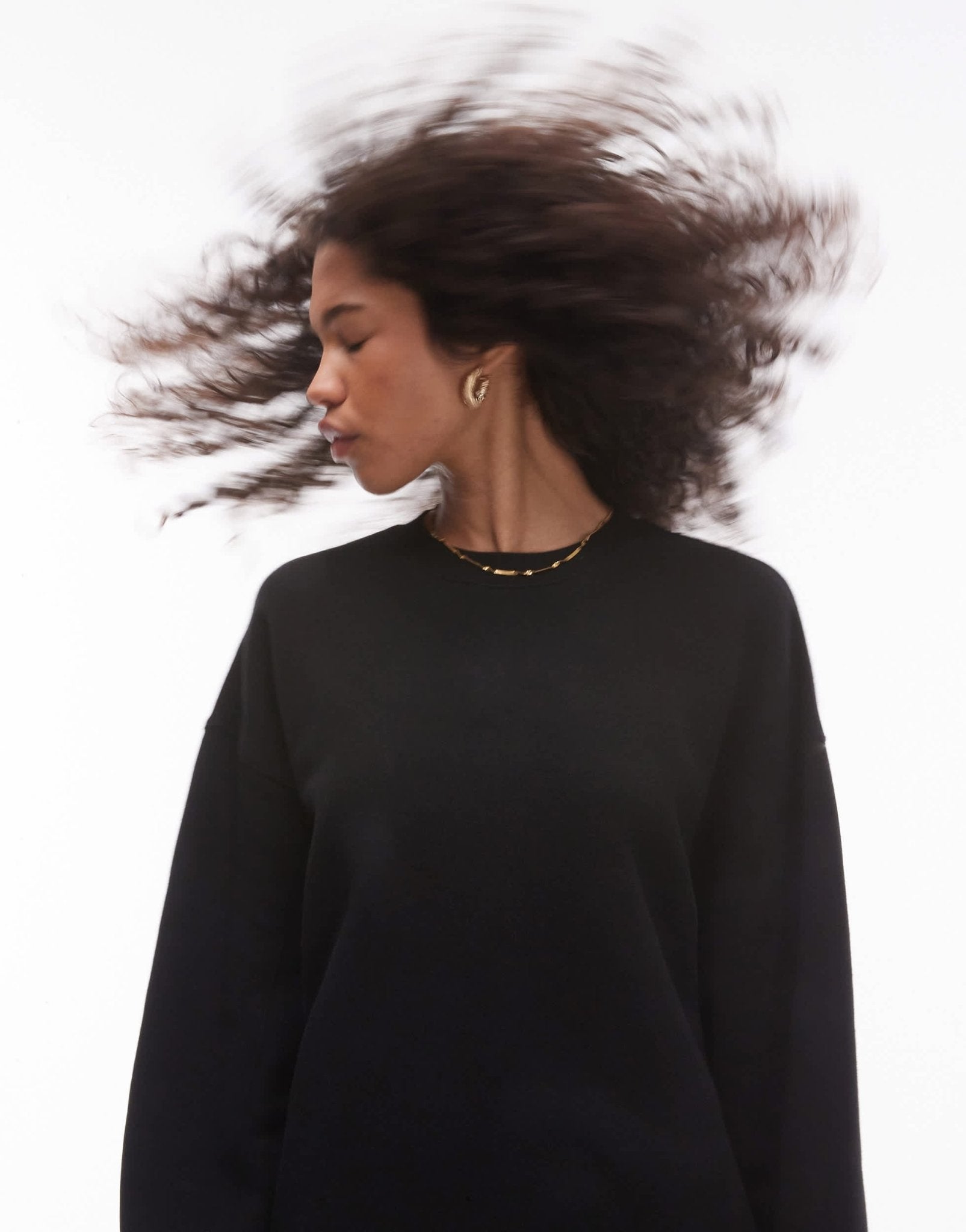 Topshop premium co ord seam detail sweat in black - BLACK - ASOS Sample Sale
