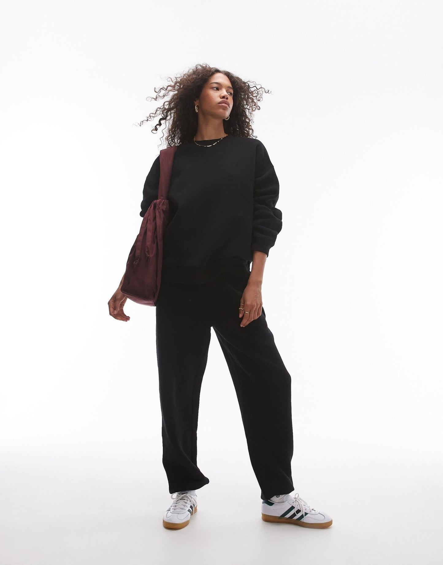 Topshop premium co ord seam detail sweat in black - BLACK - ASOS Sample Sale