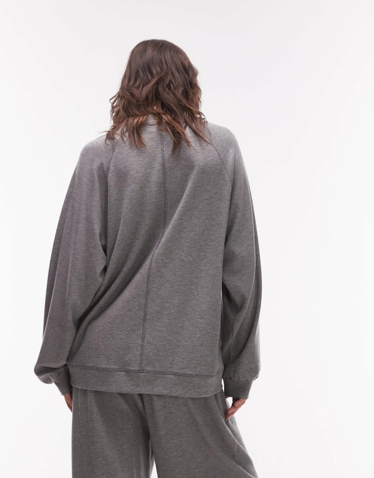 Topshop premium rib raglan sweat in grey - ASOS Sample Sale