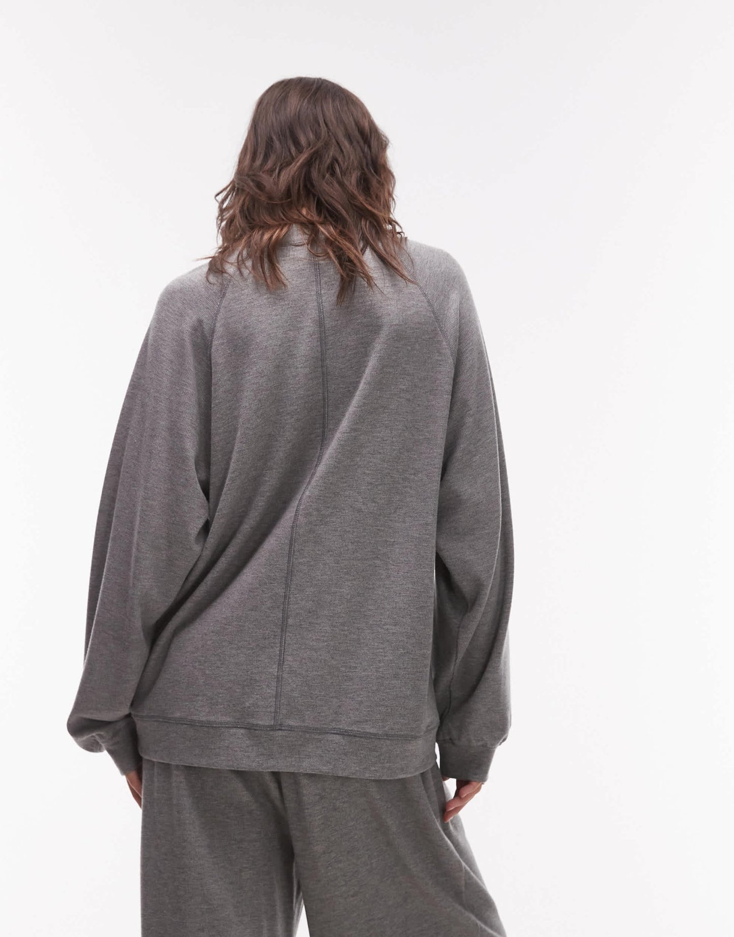 Topshop premium rib raglan sweat in grey - ASOS Sample Sale