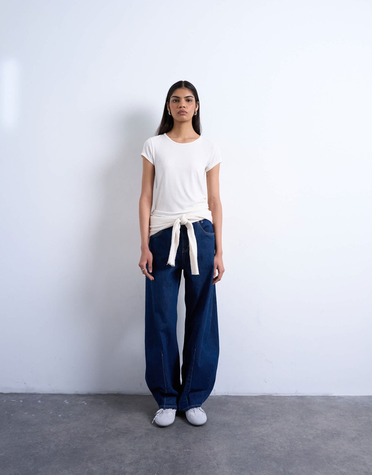 Topshop premium rib short sleeve tee in ecru - ASOS Sample Sale