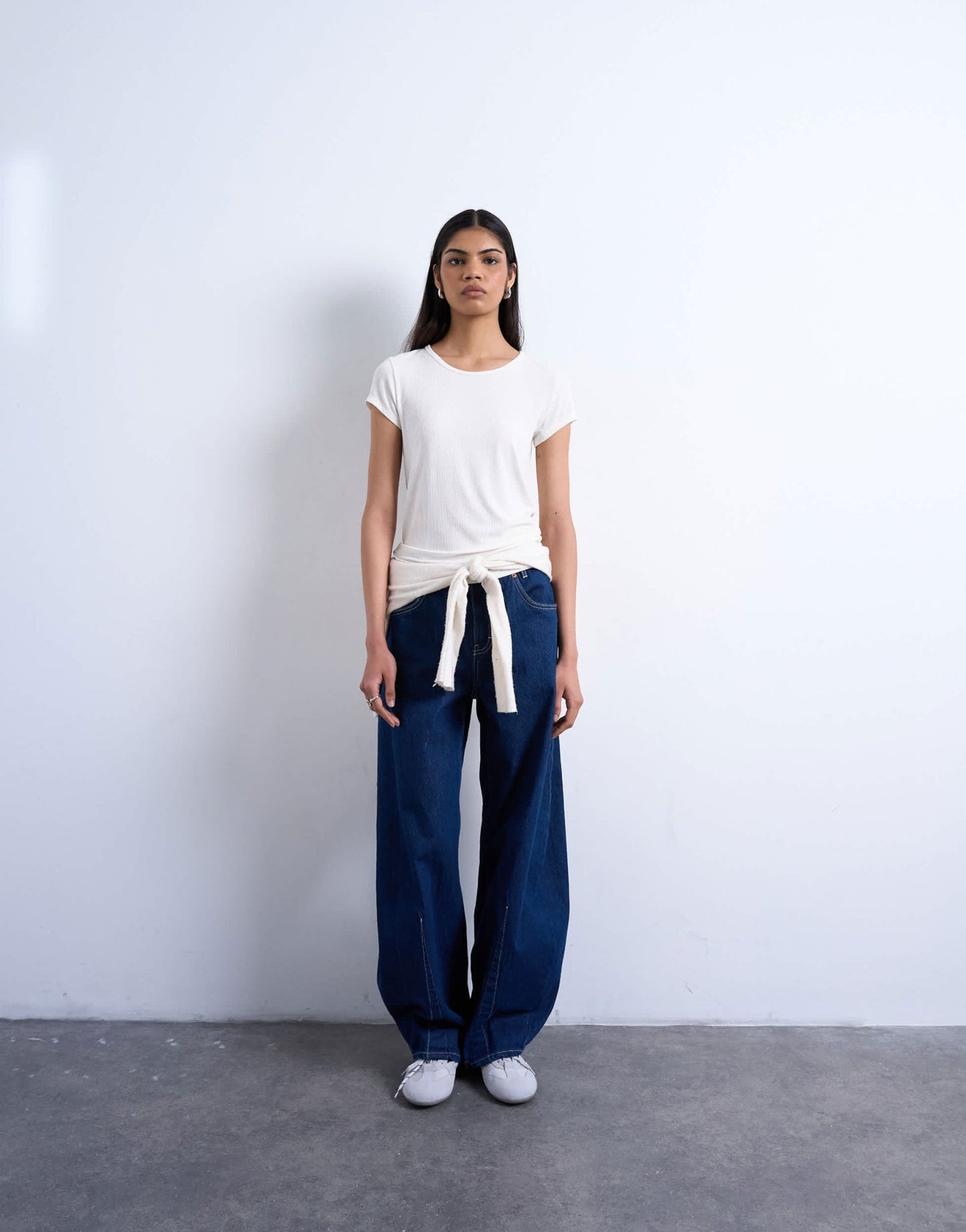 Topshop premium rib short sleeve tee in ecru - ASOS Sample Sale