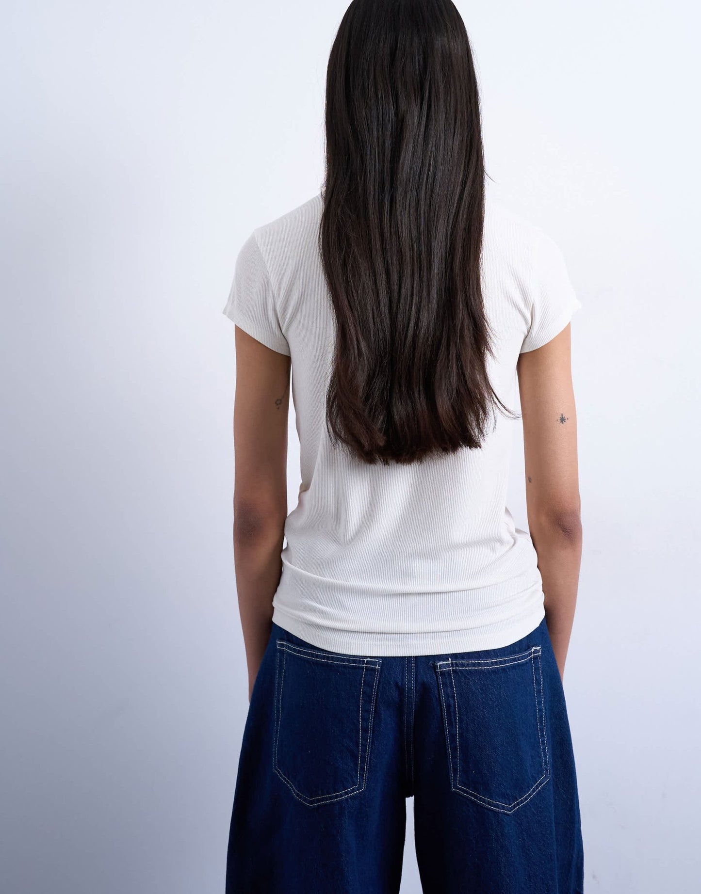 Topshop premium rib short sleeve tee in ecru - ASOS Sample Sale