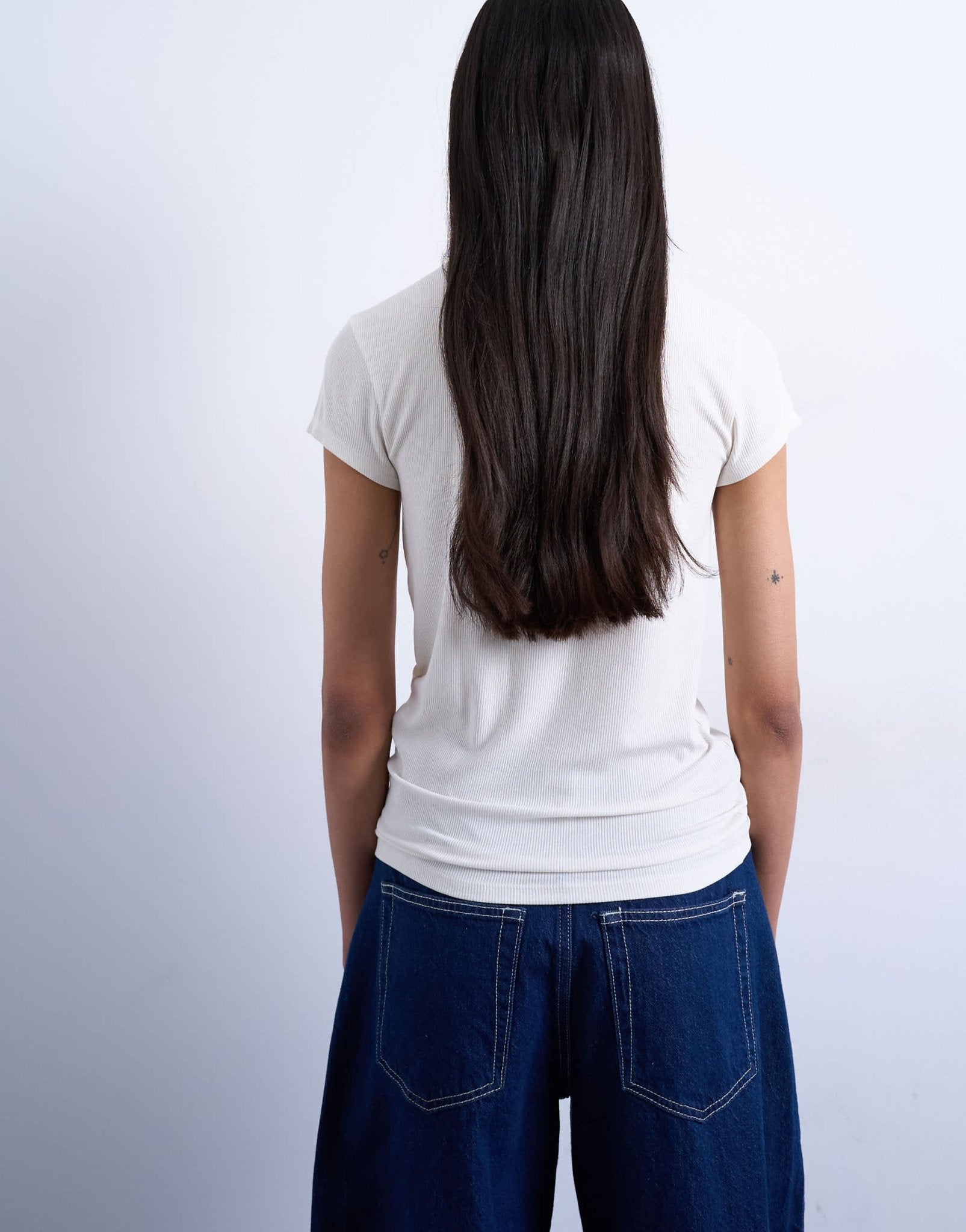 Topshop premium rib short sleeve tee in ecru - ASOS Sample Sale