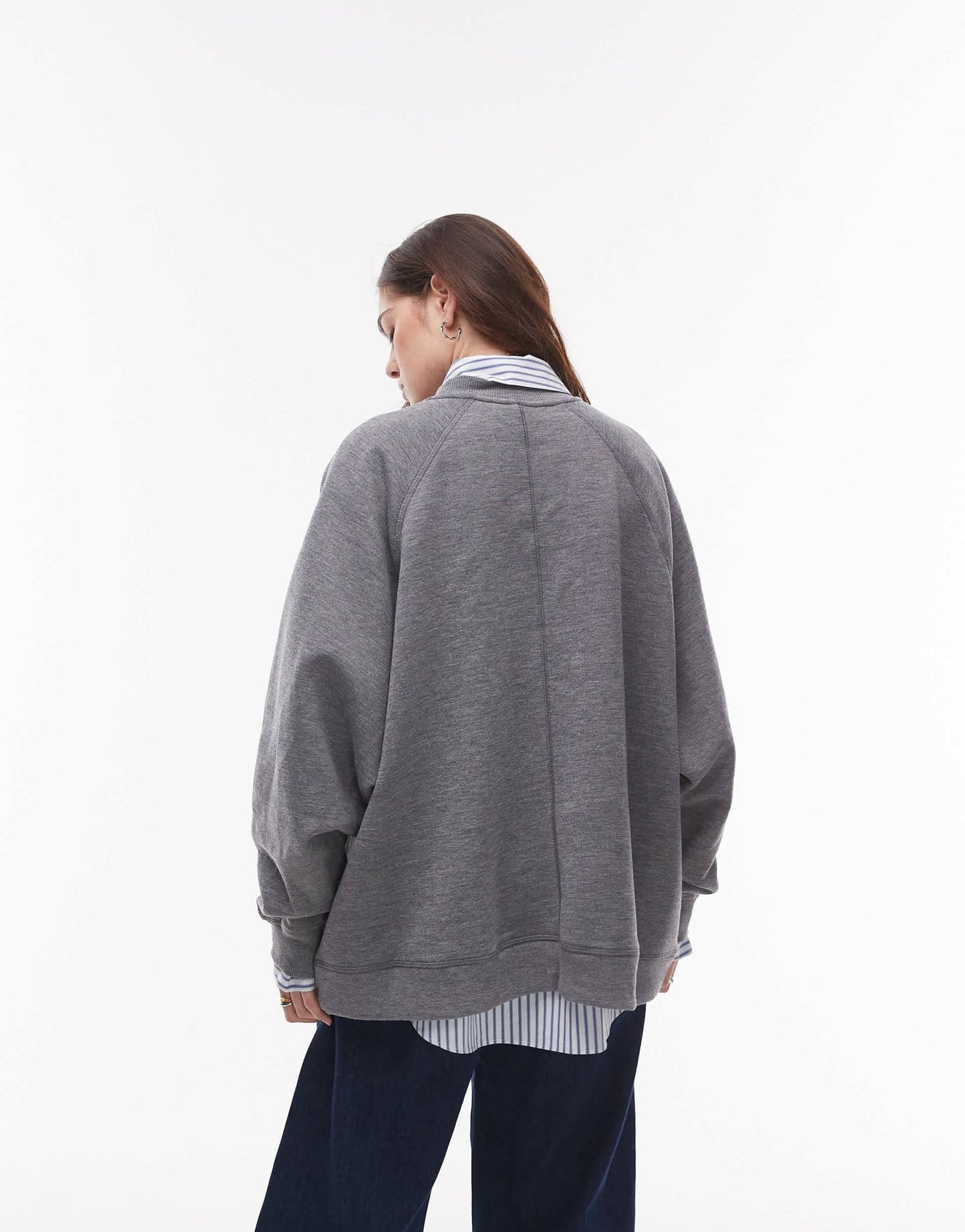 Topshop raglan oversized sweat in dark grey marl - ASOS Sample Sale