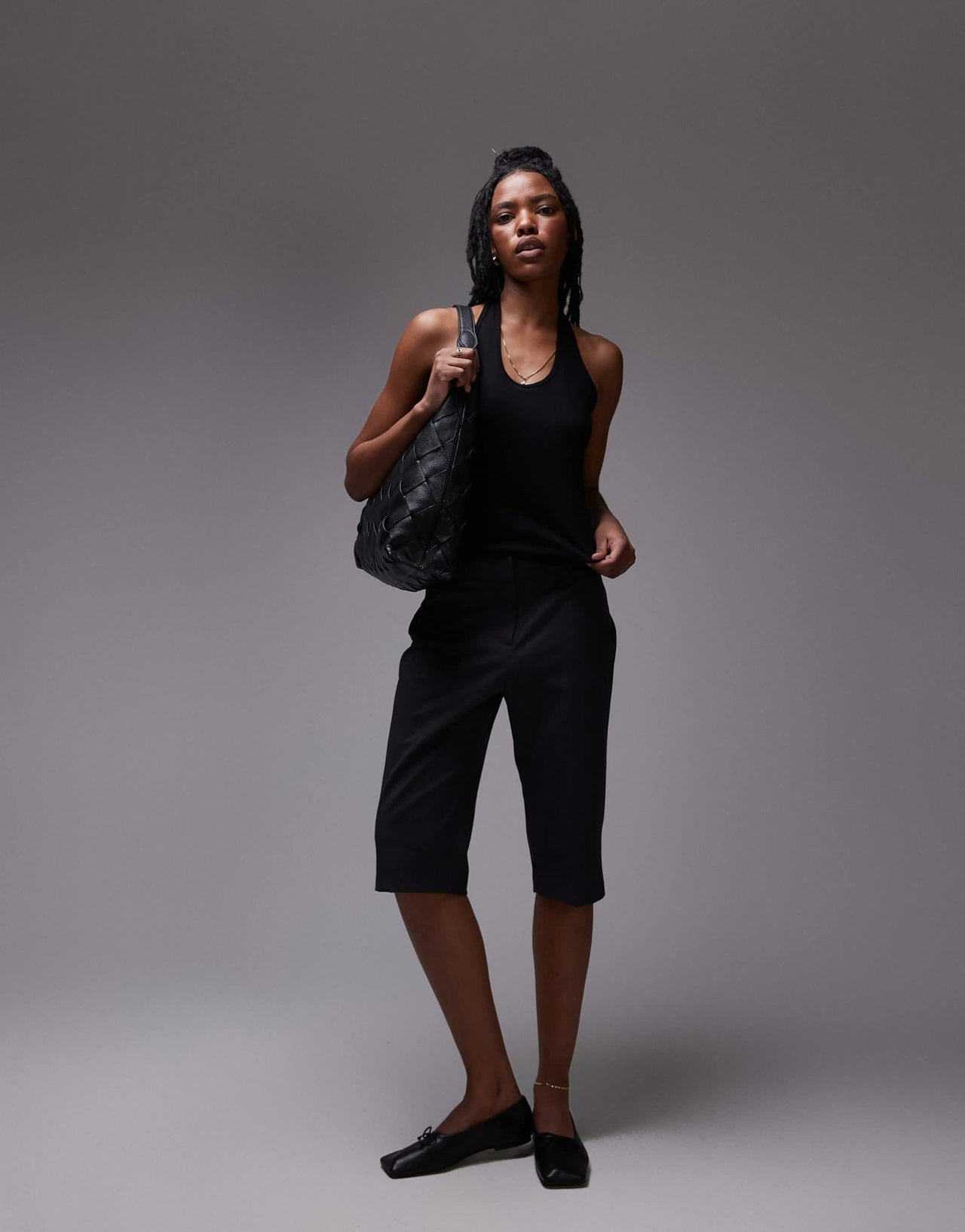 Topshop rib halter top in black - ASOS Sample Sale