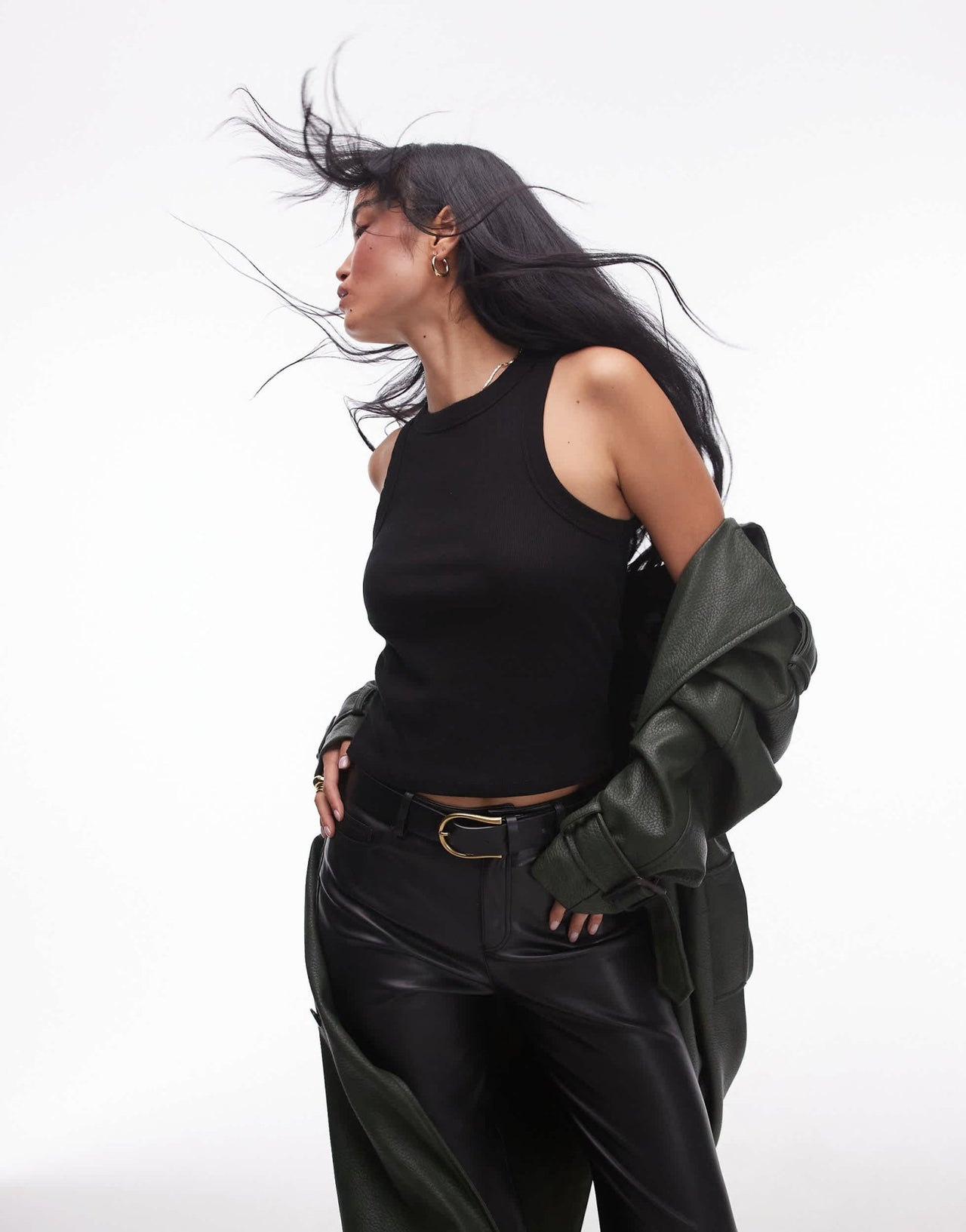 Topshop rib racer vest in black - ASOS Sample Sale