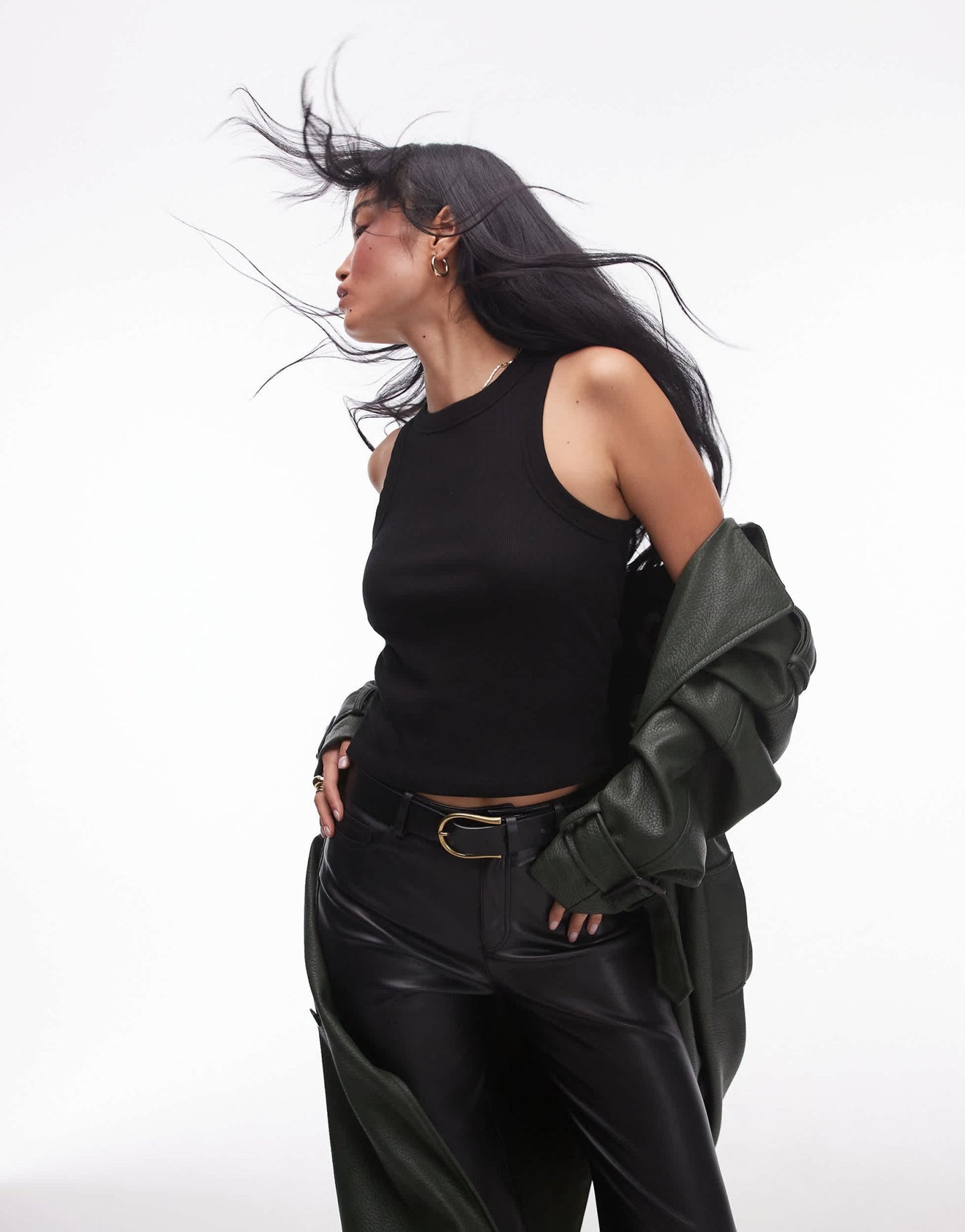 Topshop rib racer vest in black - ASOS Sample Sale