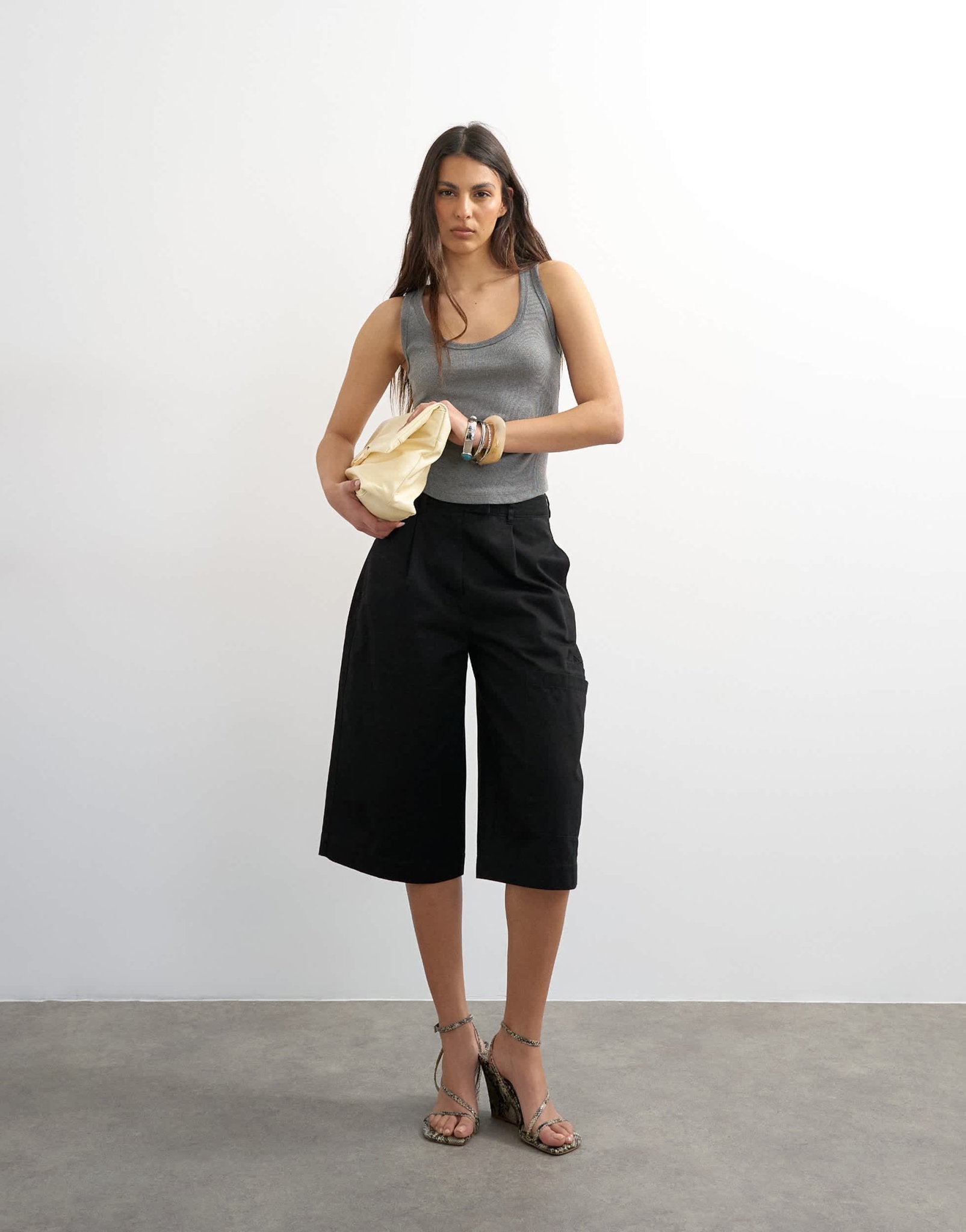 Topshop rib scoop curve hem vest in grey marl - ASOS Sample Sale