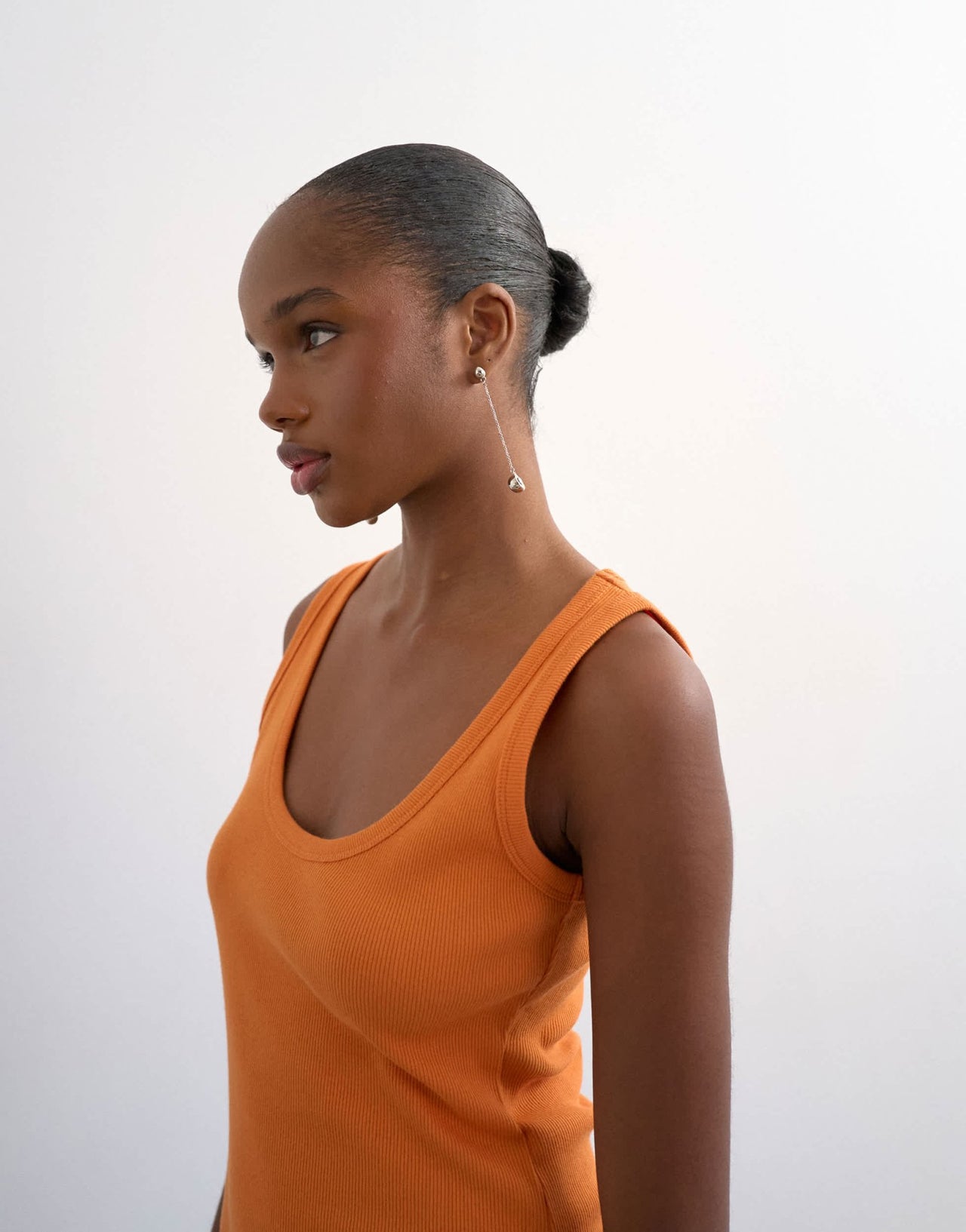 Topshop rib scoop curve hem vest in orange - ASOS Sample Sale
