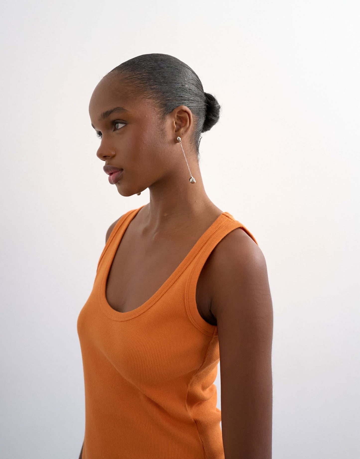 Topshop rib scoop curve hem vest in orange - ASOS Sample Sale