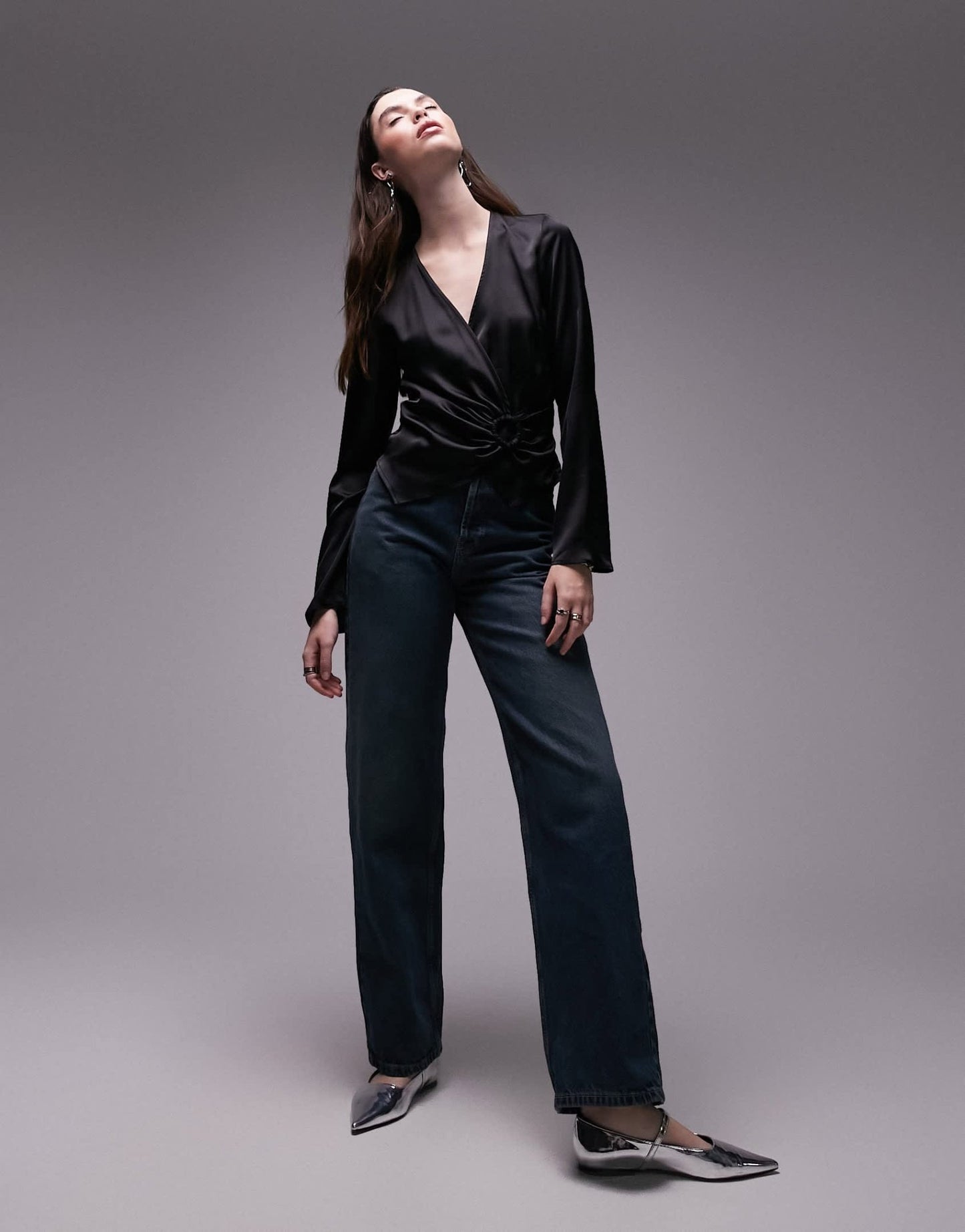 Topshop ring detail top in black - ASOS Sample Sale