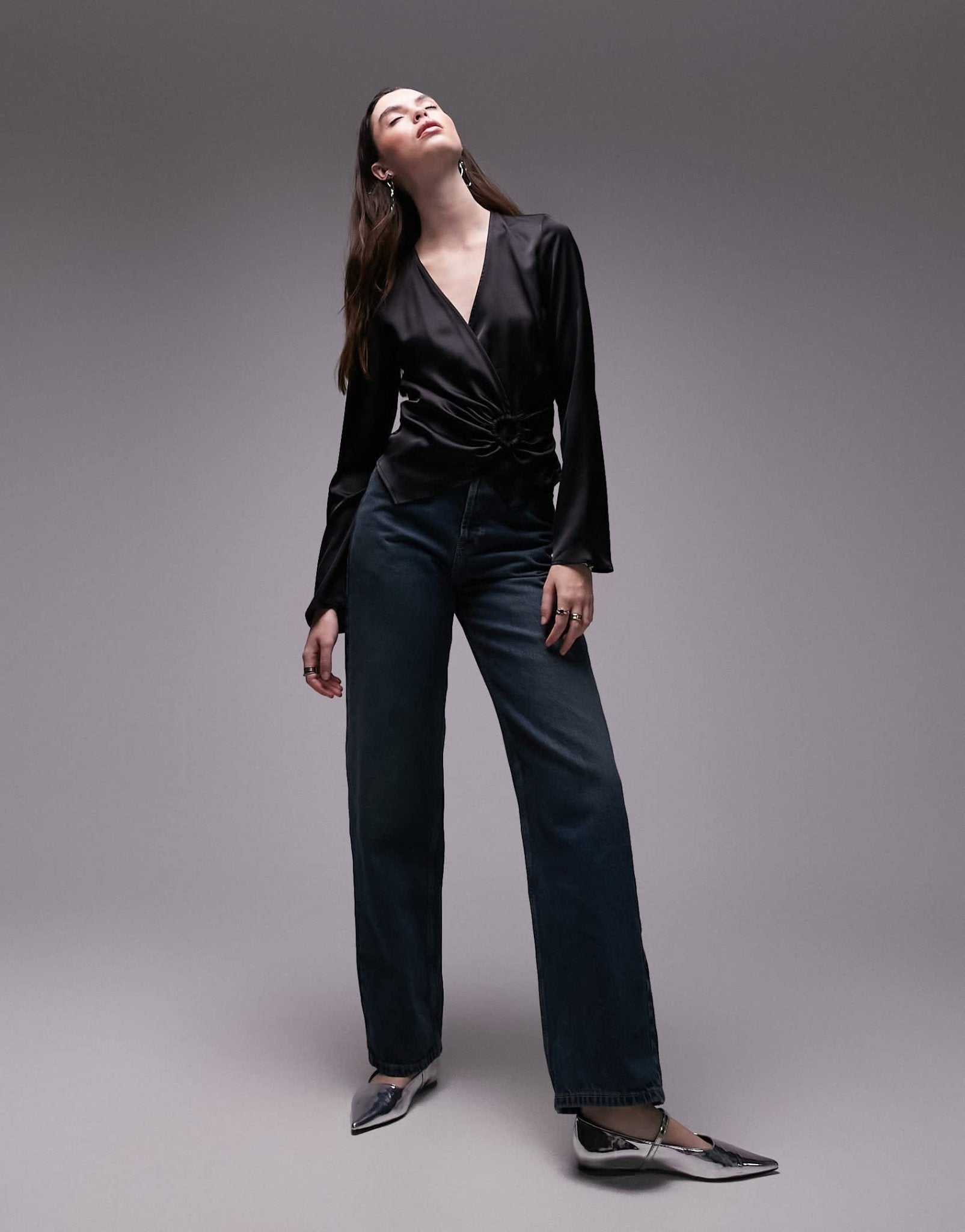Topshop ring detail top in black - ASOS Sample Sale