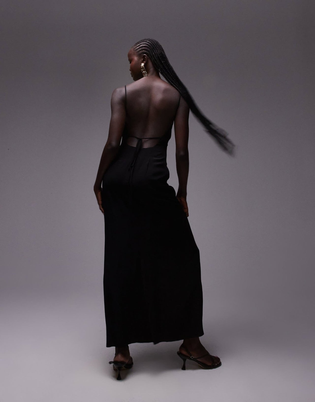 Topshop ruched maxi slip dress in black - ASOS Sample Sale