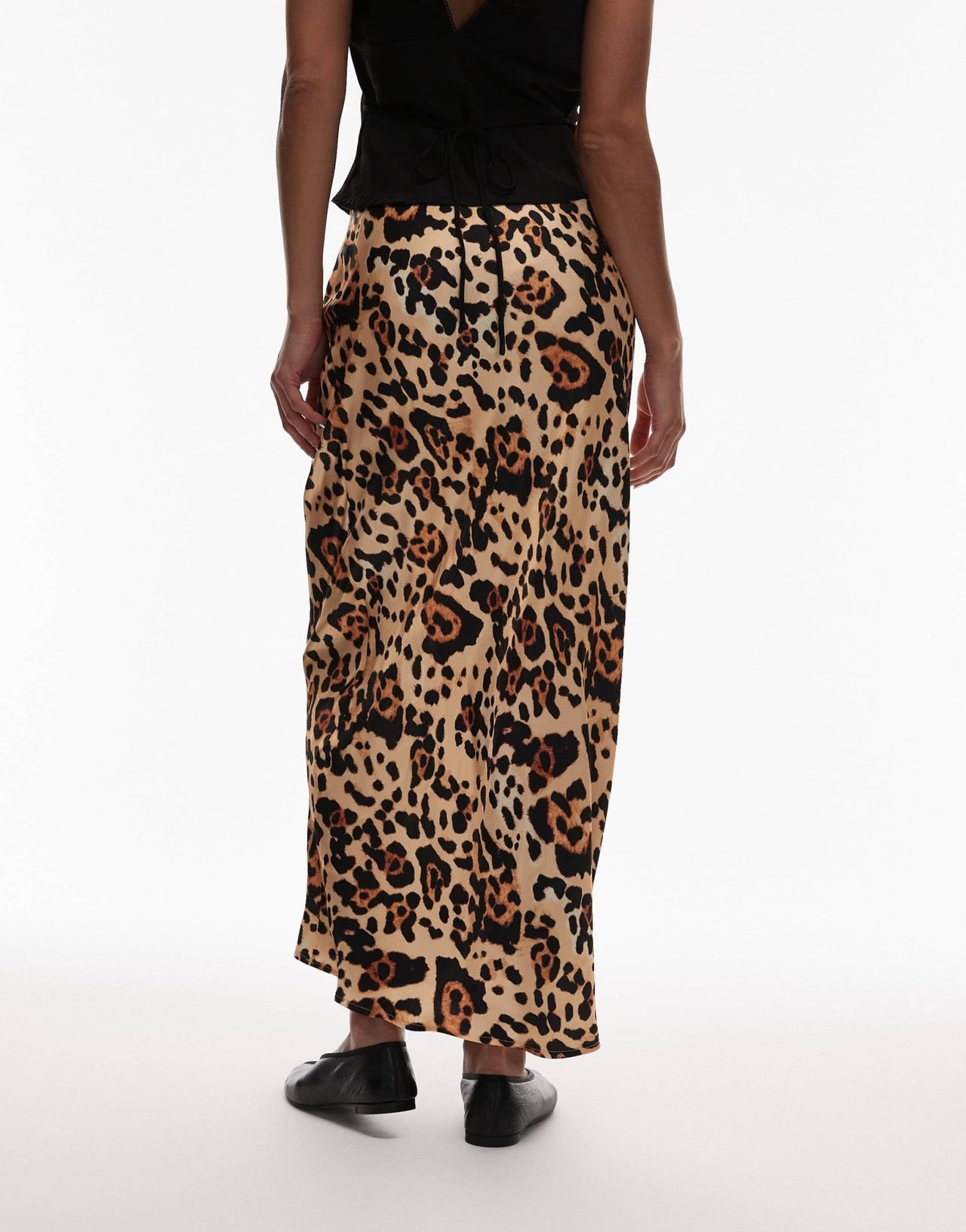 Topshop satin bias cut maxi skirt in animal - ASOS Sample Sale