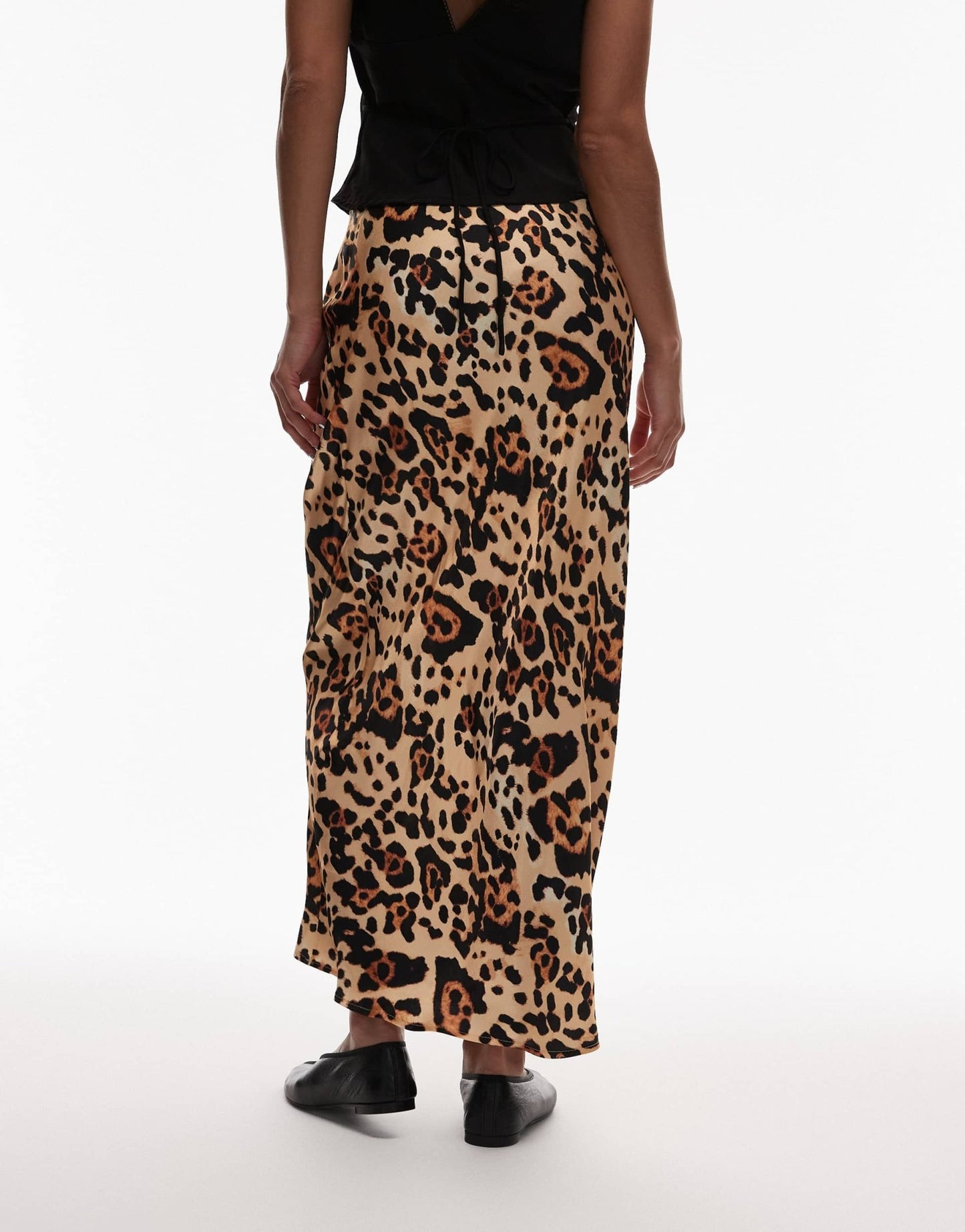 Topshop satin bias cut maxi skirt in animal - ASOS Sample Sale