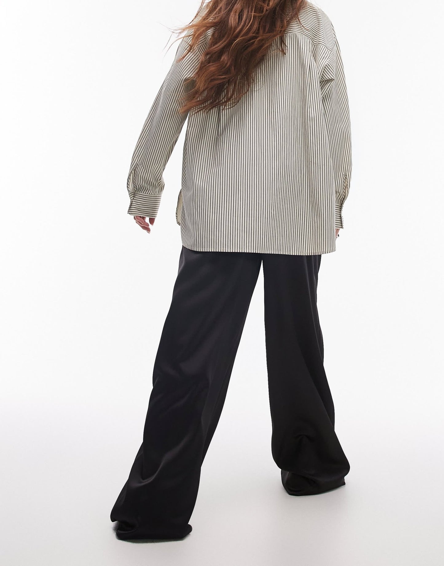 Topshop satin drawcord trouser in black - ASOS Sample Sale