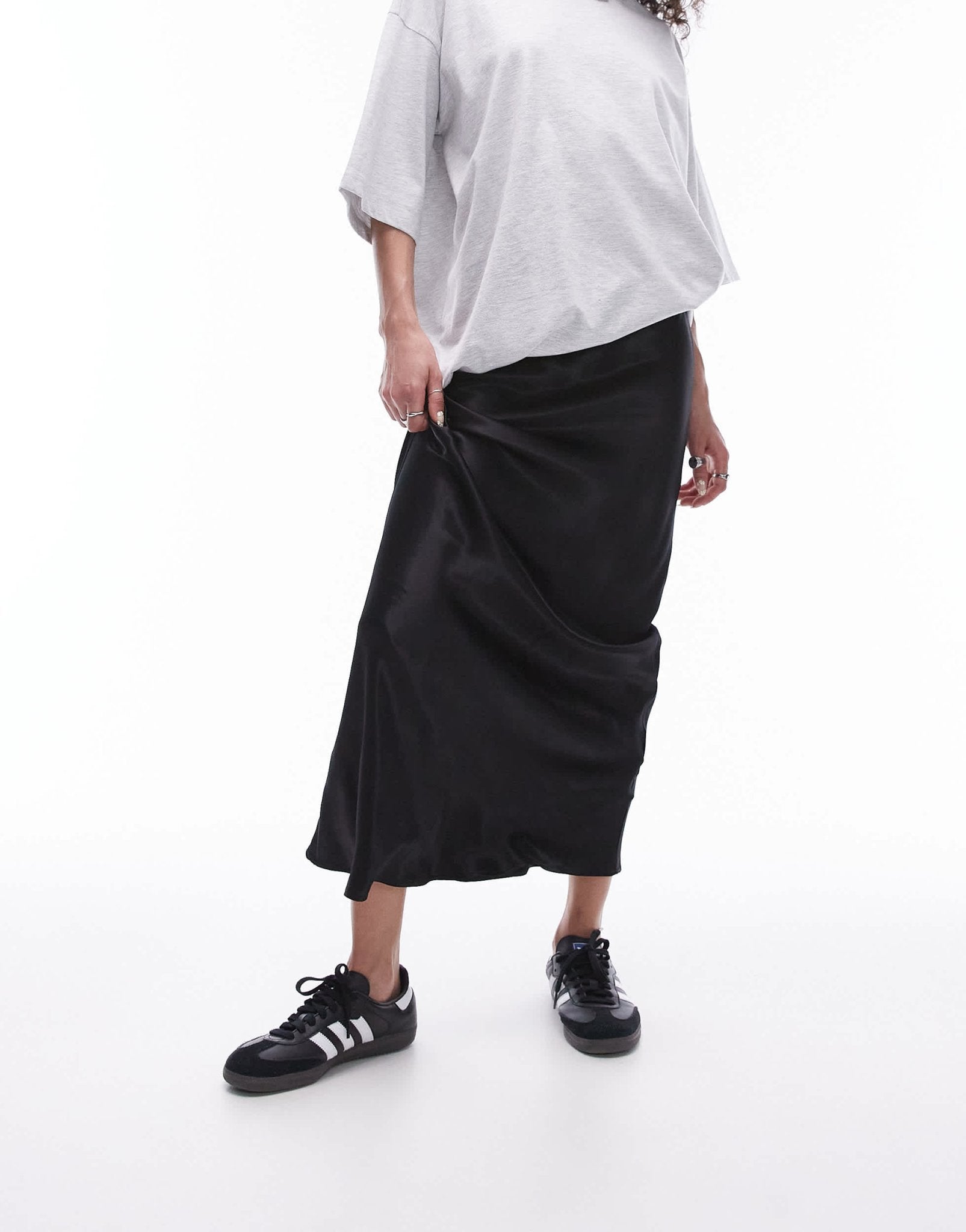 Topshop satin maxi skirt in black - ASOS Sample Sale