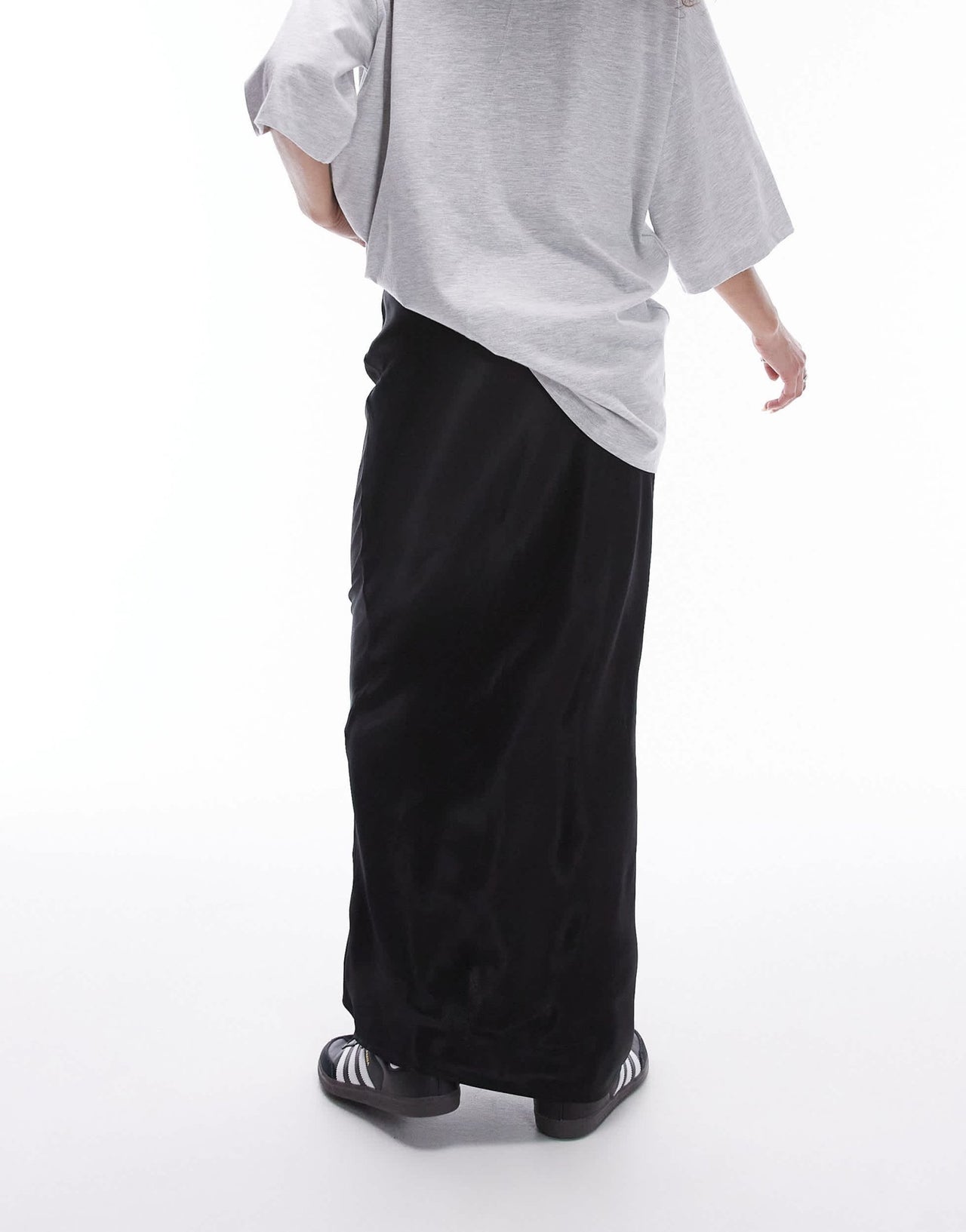 Topshop satin maxi skirt in black - ASOS Sample Sale