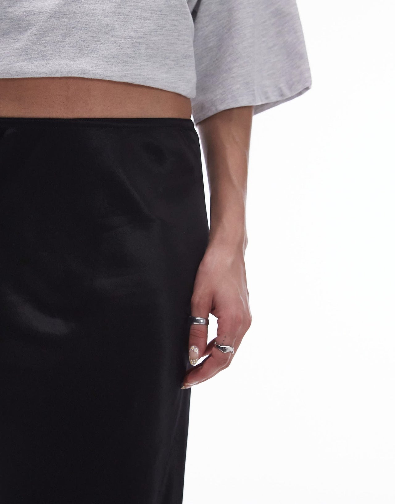 Topshop satin maxi skirt in black - ASOS Sample Sale