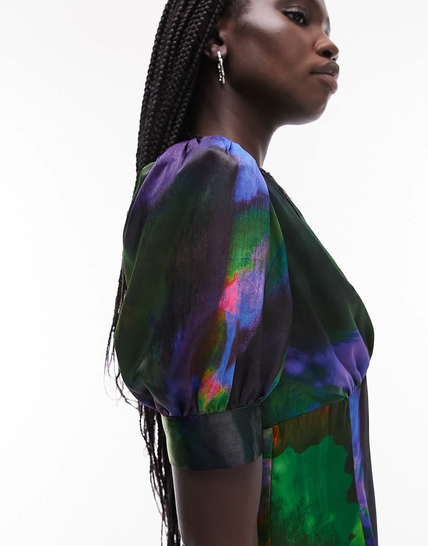 Topshop satin mini tea dress in abstract print - ASOS Sample Sale
