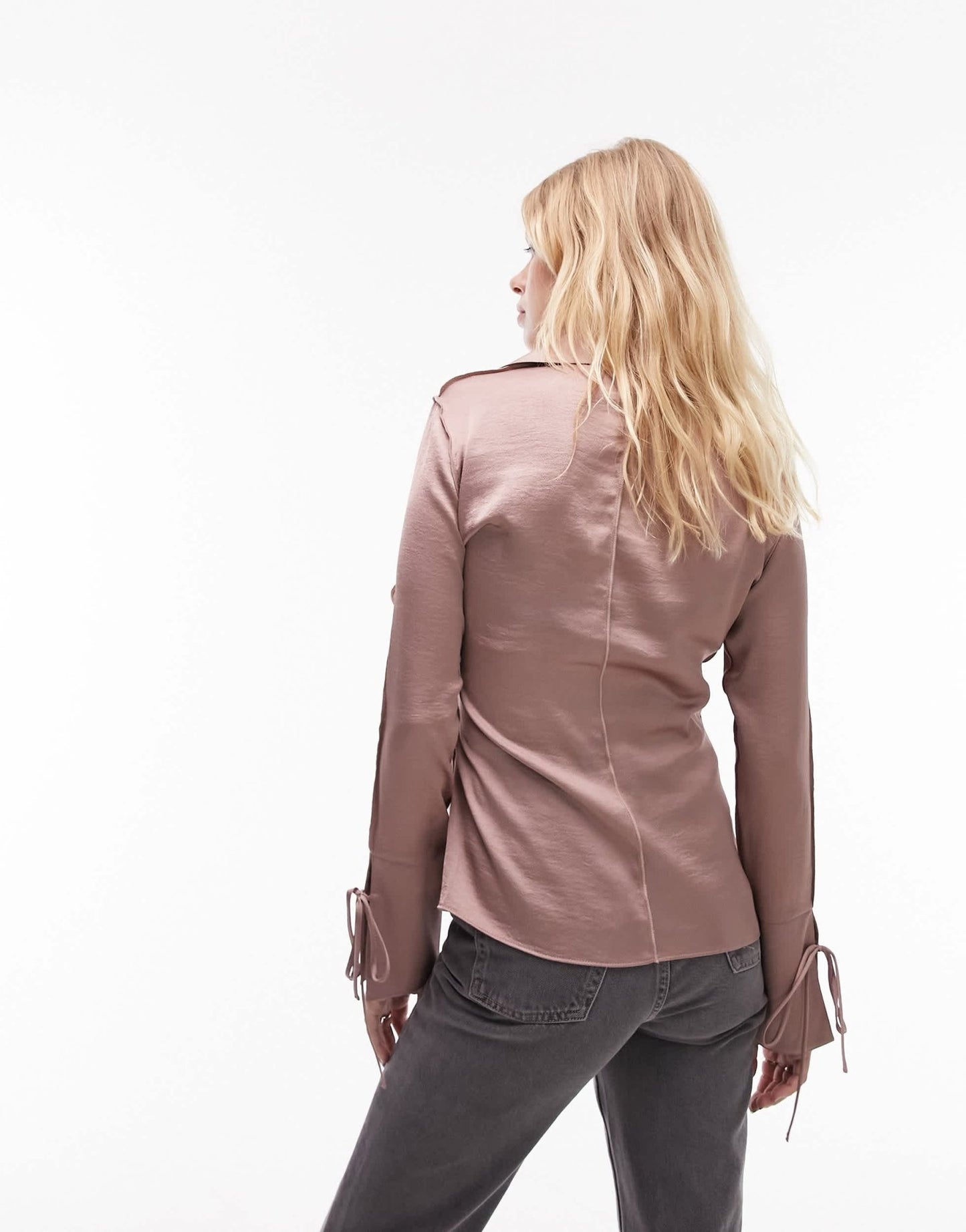Topshop satin raw edge top in dusky lilac - ASOS Sample Sale