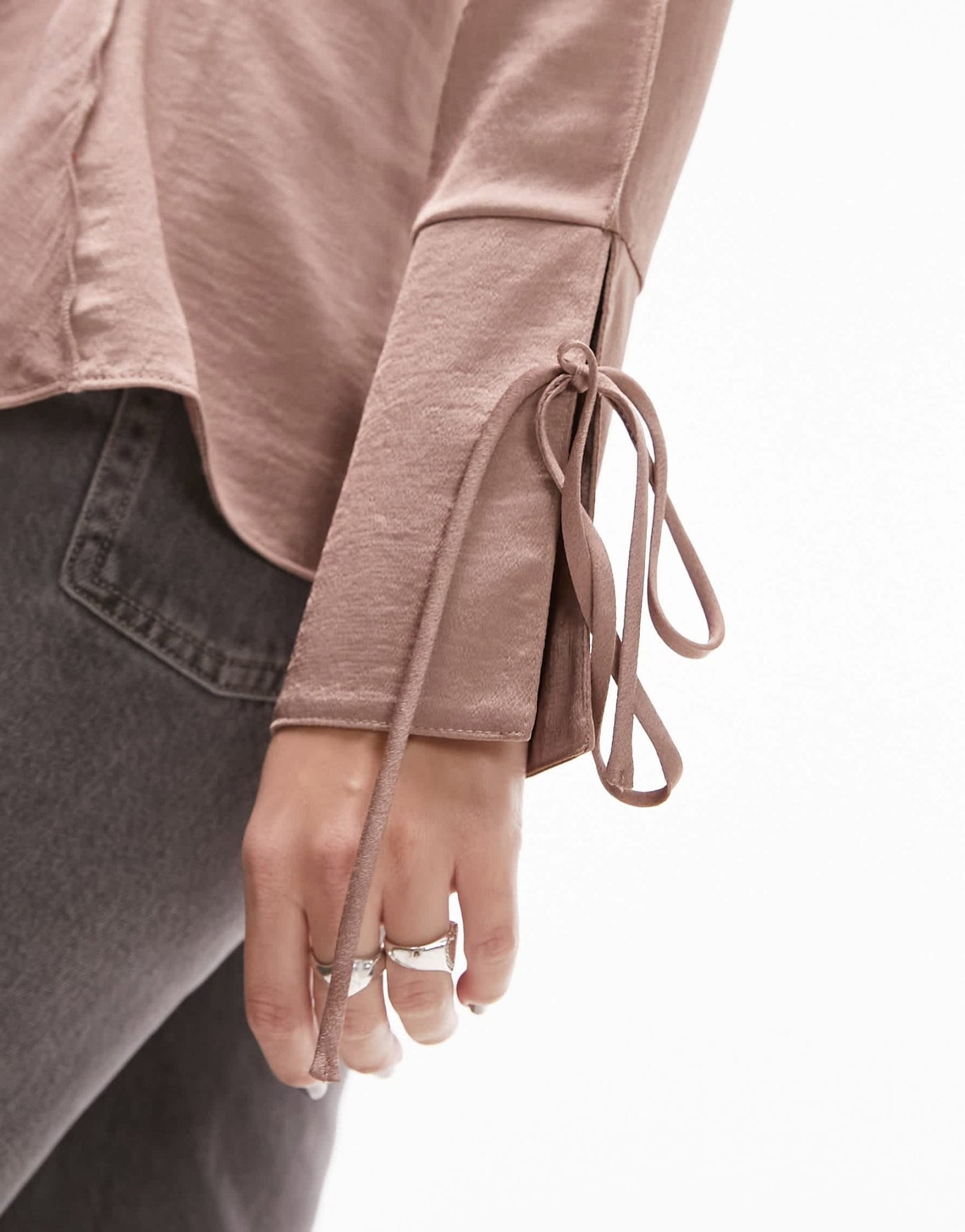 Topshop satin raw edge top in dusky lilac - ASOS Sample Sale