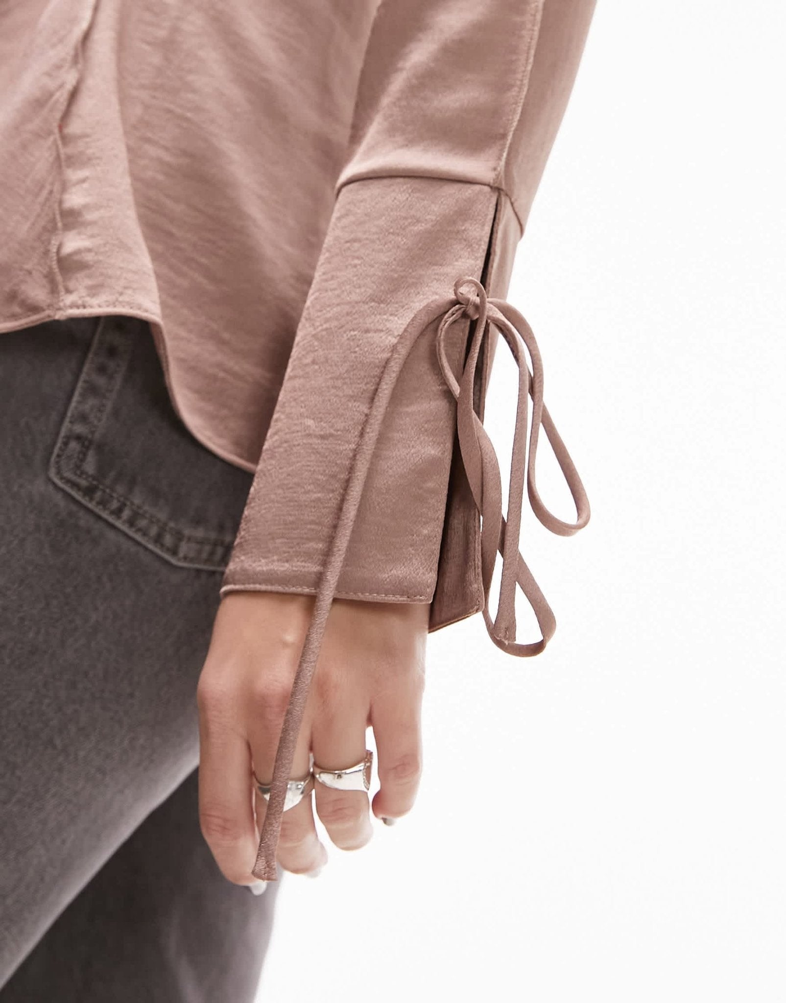 Topshop satin raw edge top in dusky lilac - ASOS Sample Sale