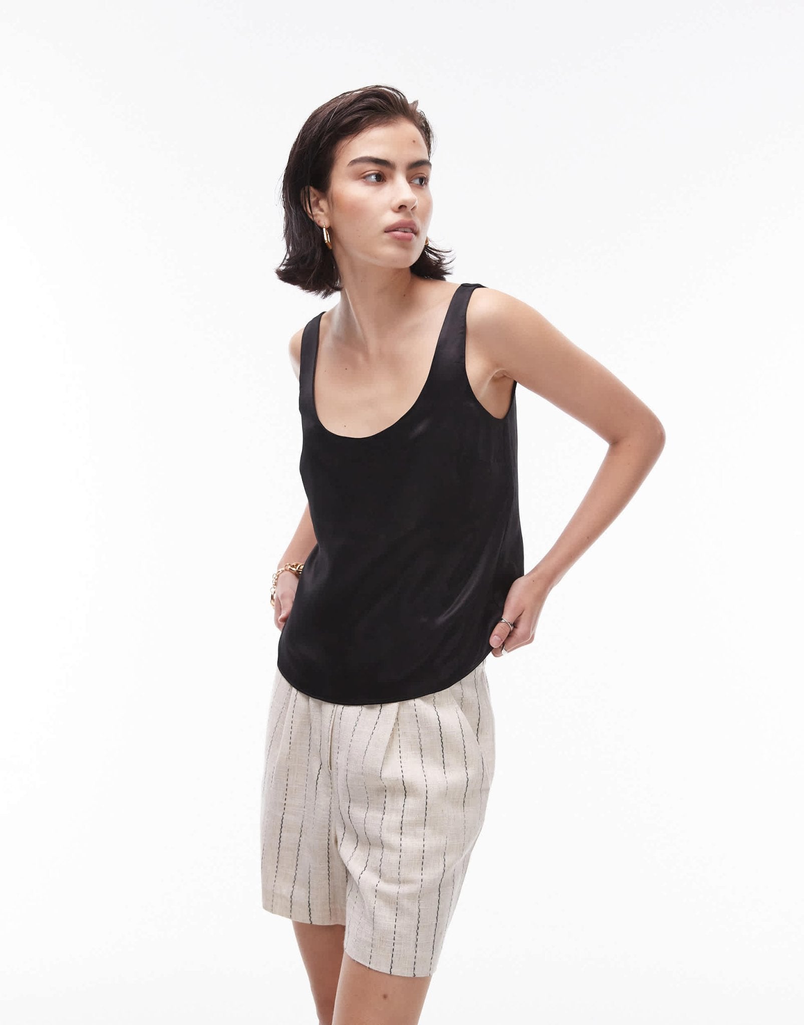 Topshop scoop neck cami in black - ASOS Sample Sale
