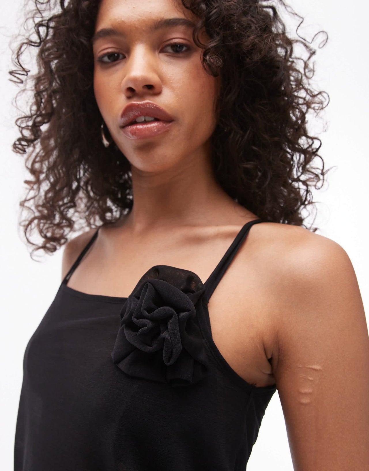 Topshop sheer corsage cami in black - ASOS Sample Sale