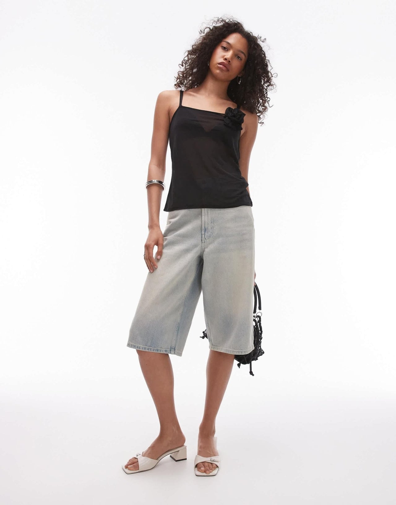 Topshop sheer corsage cami in black - ASOS Sample Sale