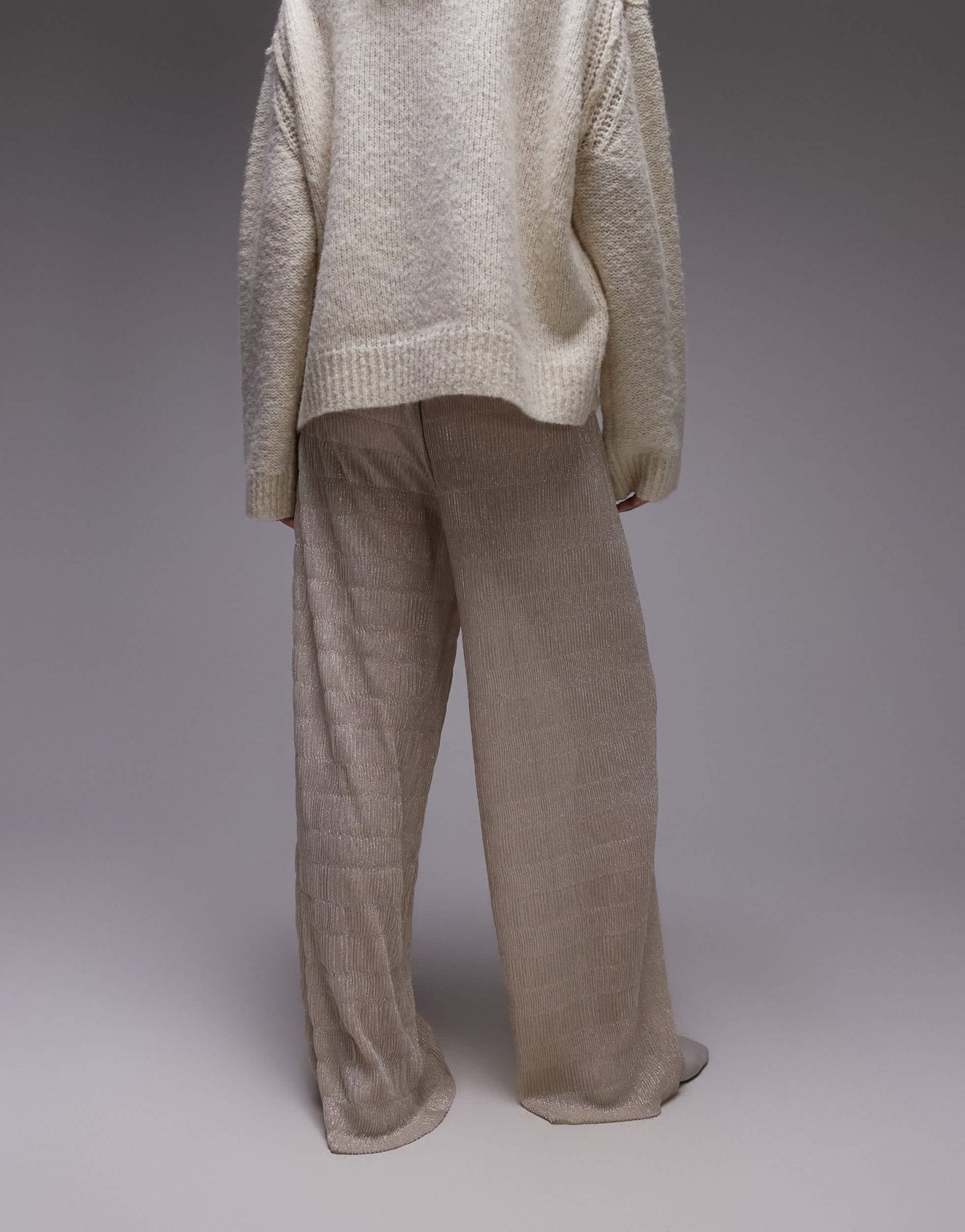 Topshop sheer metallic crinkle trouser in gold - ASOS Sample Sale