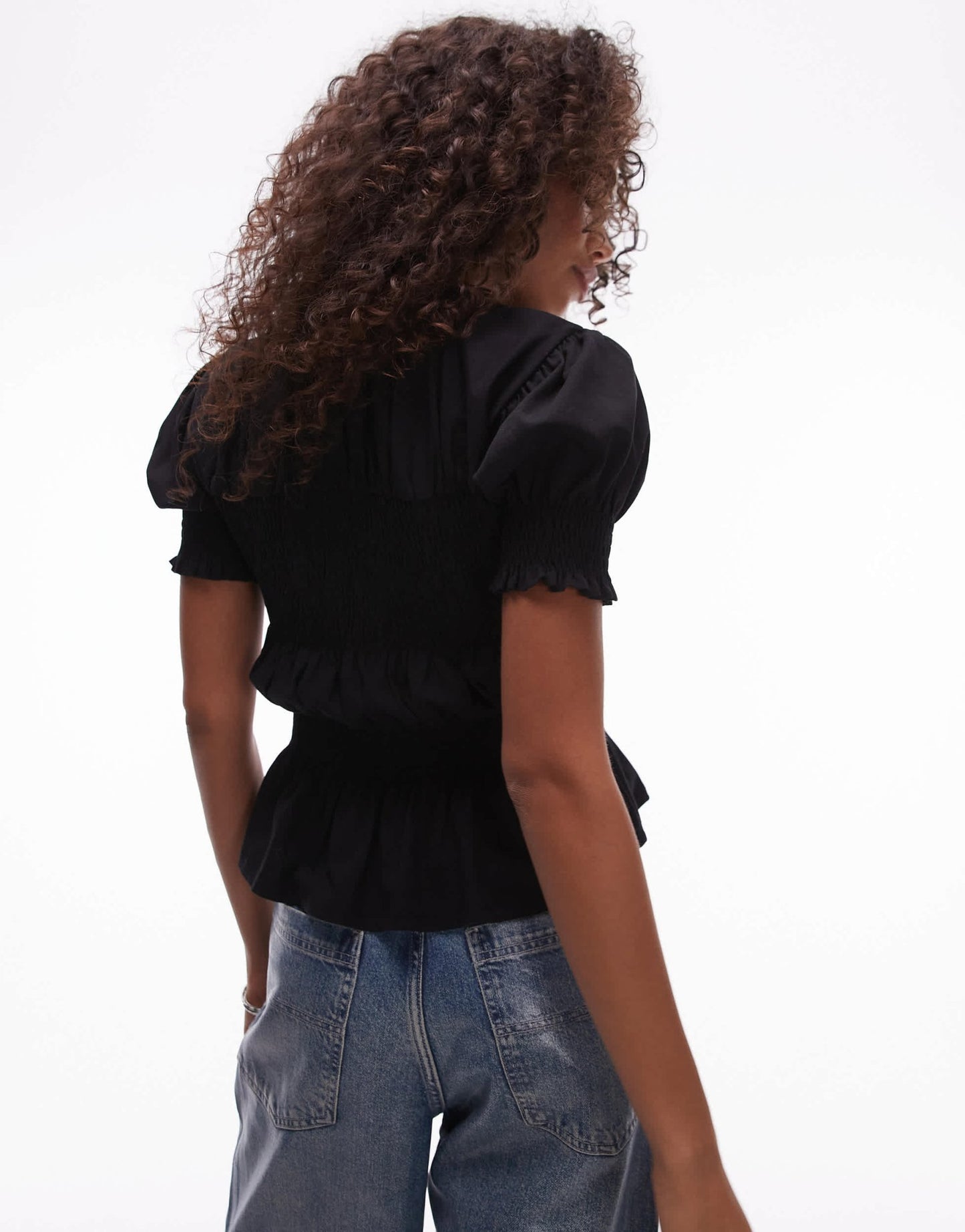 Topshop shirred panel tee in black - ASOS Sample Sale