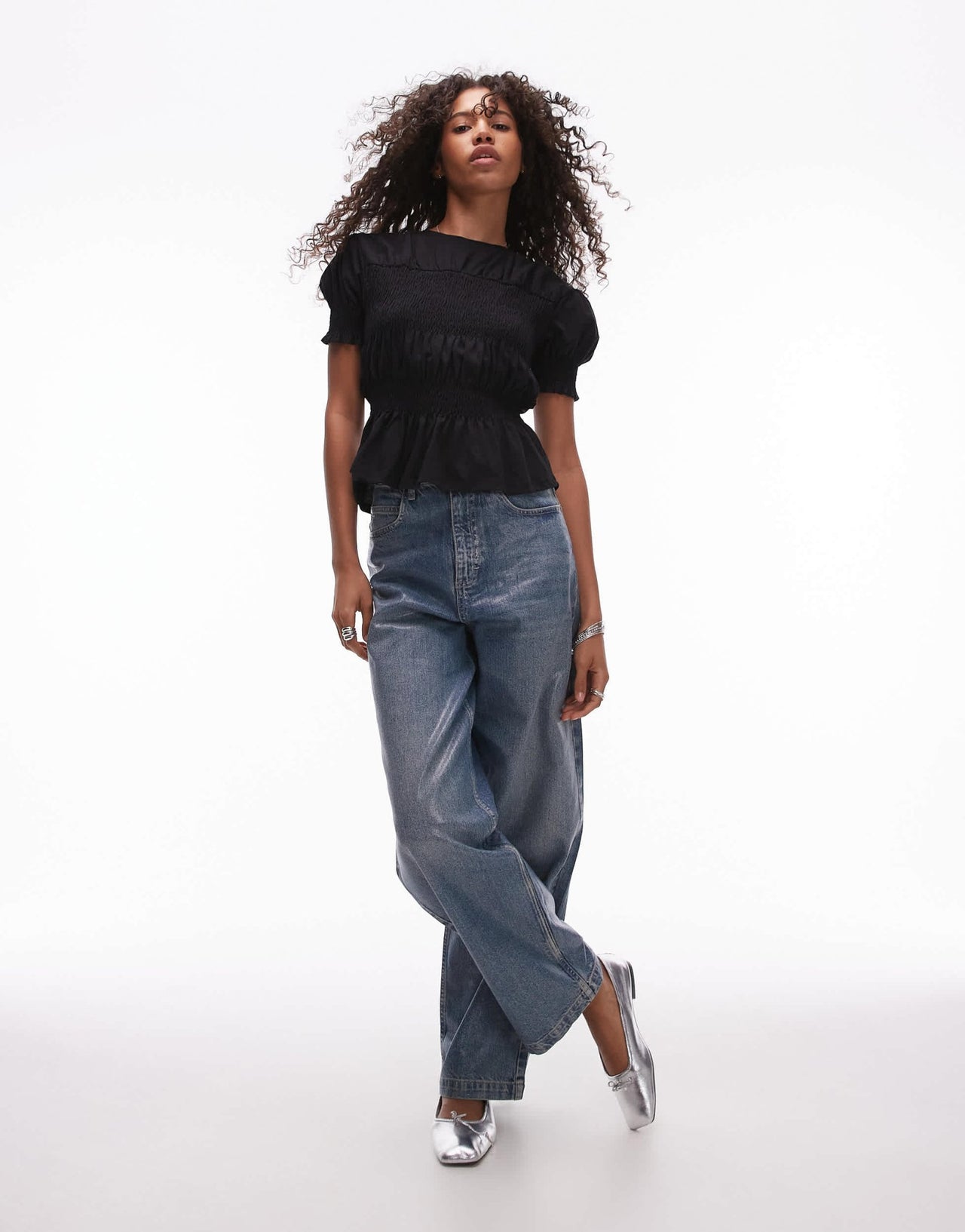 Topshop shirred panel tee in black - ASOS Sample Sale