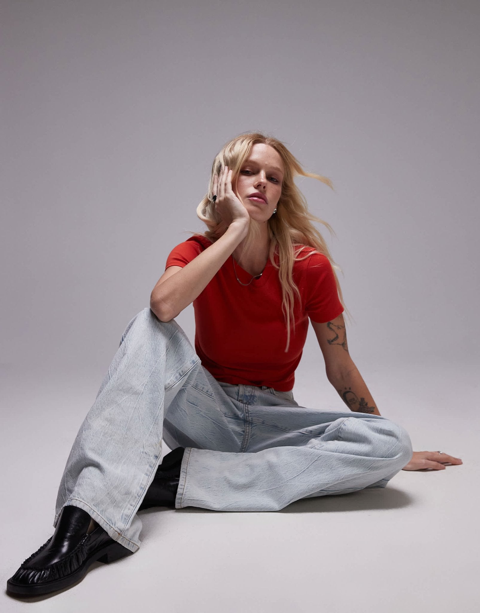 Topshop shrunken everyday tee in rust red - ASOS Sample Sale