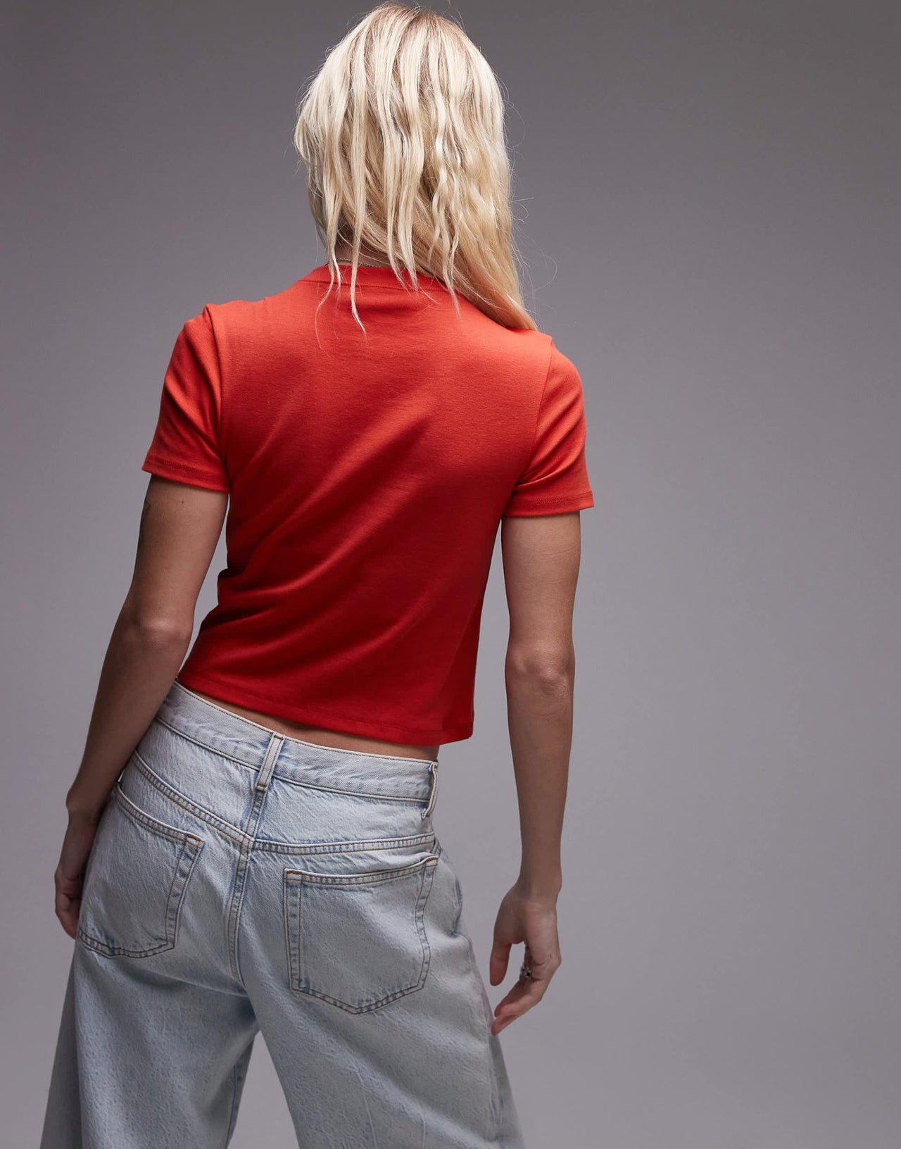 Topshop shrunken everyday tee in rust red - ASOS Sample Sale