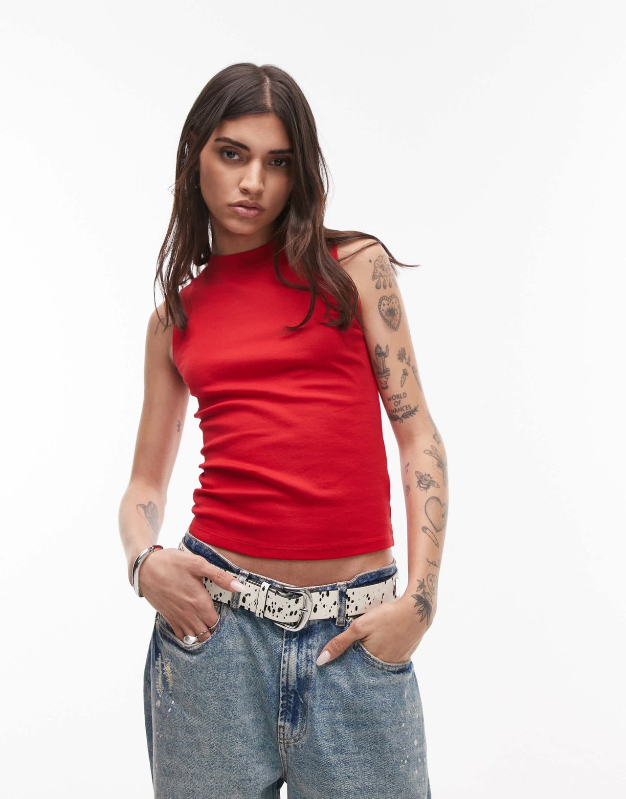 Topshop slim tank in cherry red - ASOS Sample Sale