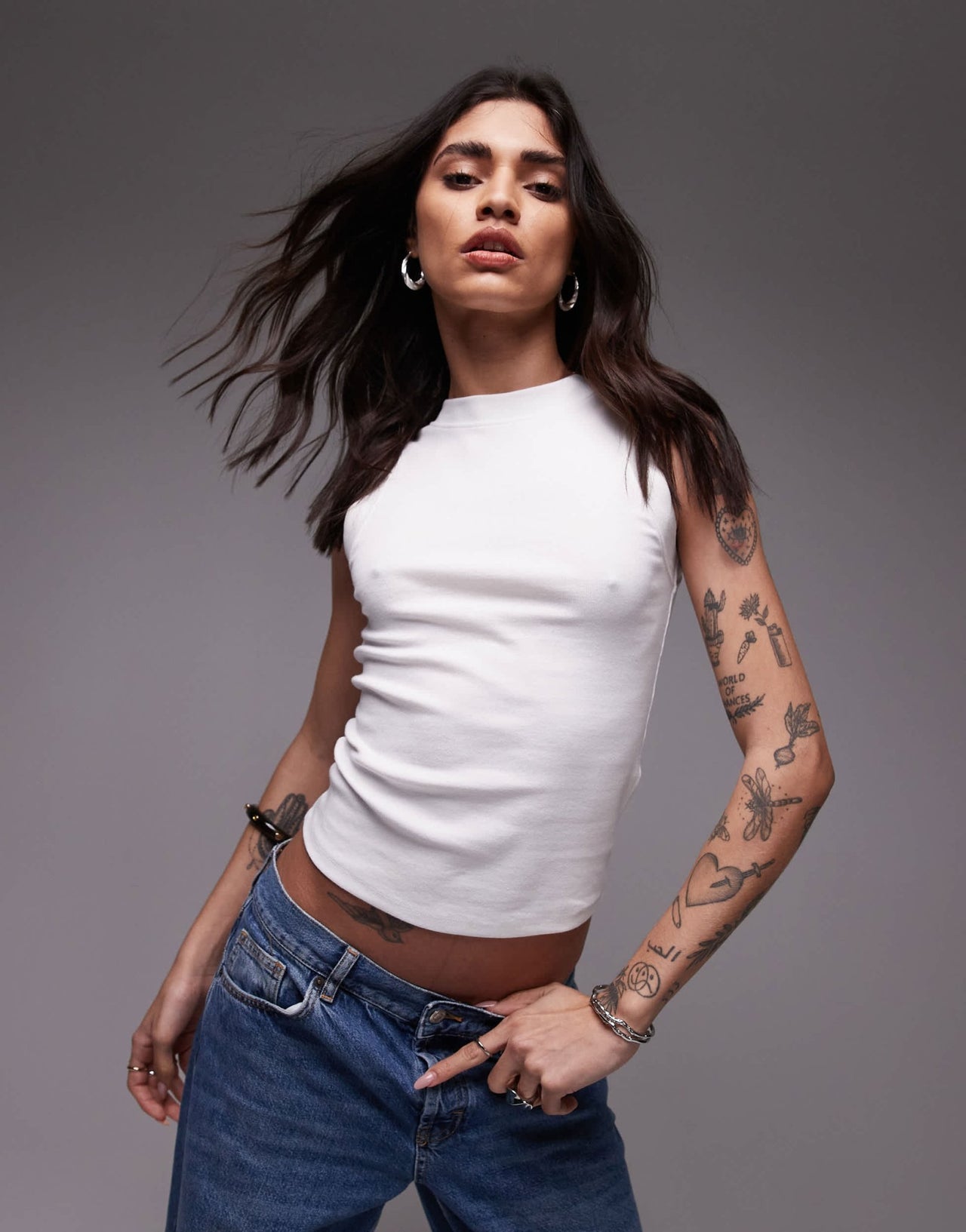 Topshop slim tank in white - ASOS Sample Sale