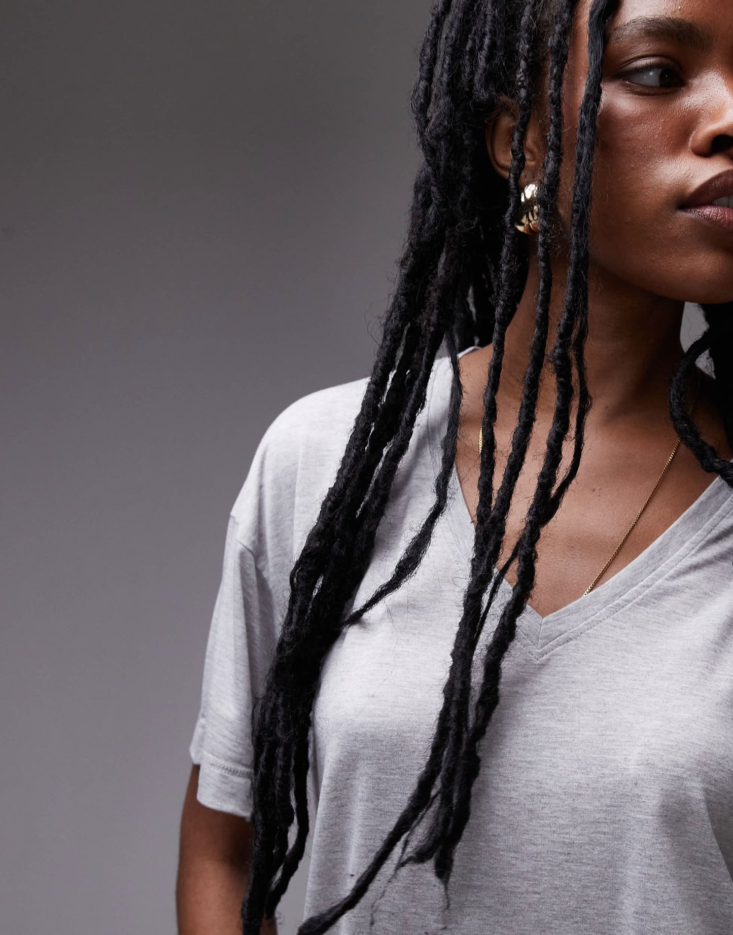 Topshop slouchy v neck tee in grey marl - ASOS Sample Sale