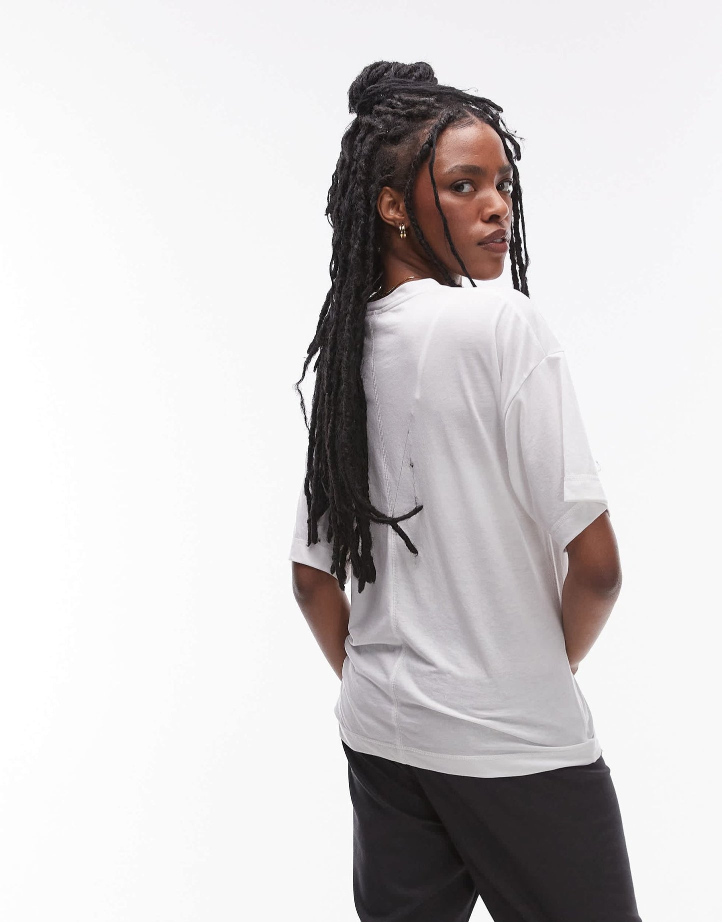 Topshop slouchy v neck tee in white - ASOS Sample Sale
