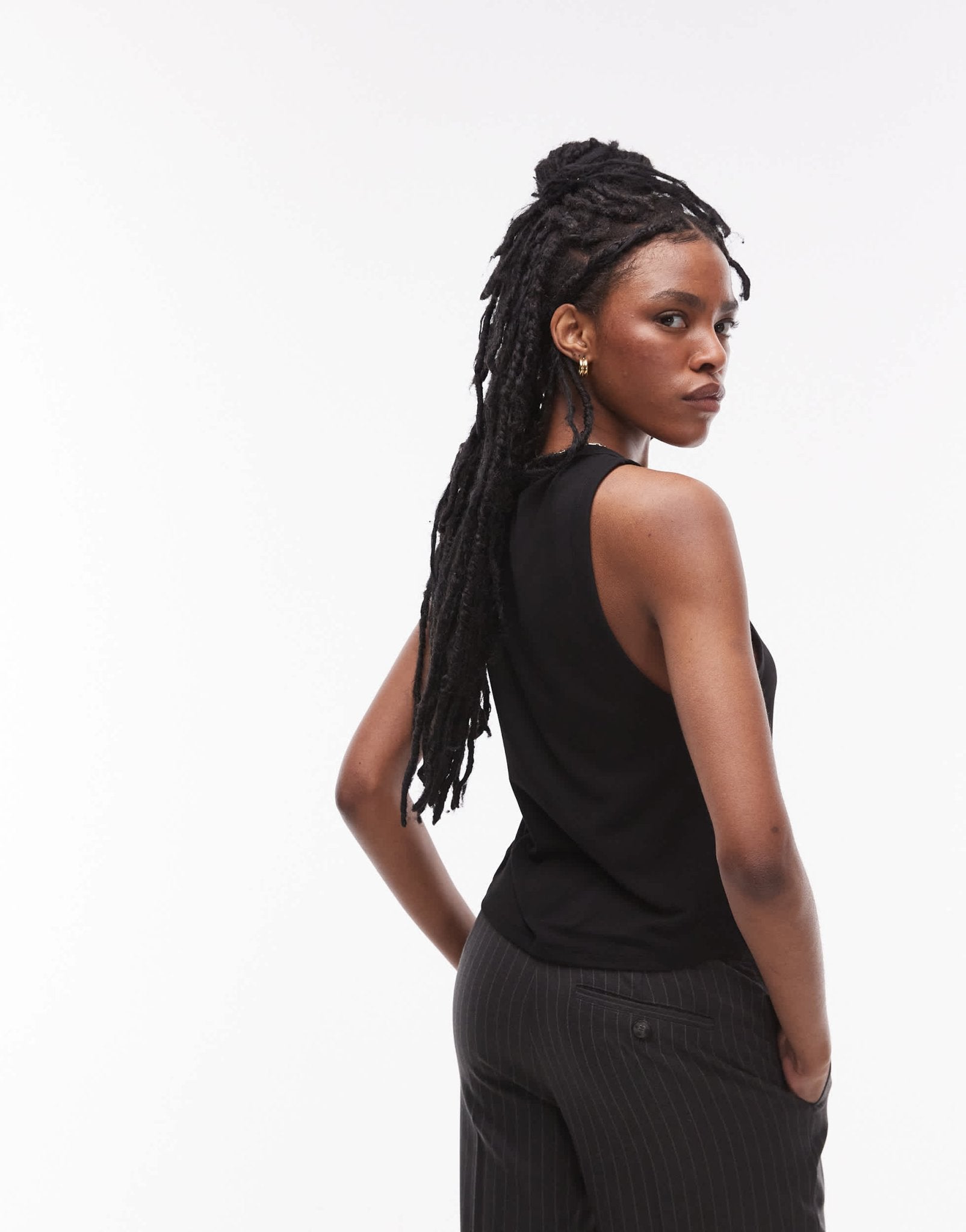 Topshop soft loose tank in black - ASOS Sample Sale