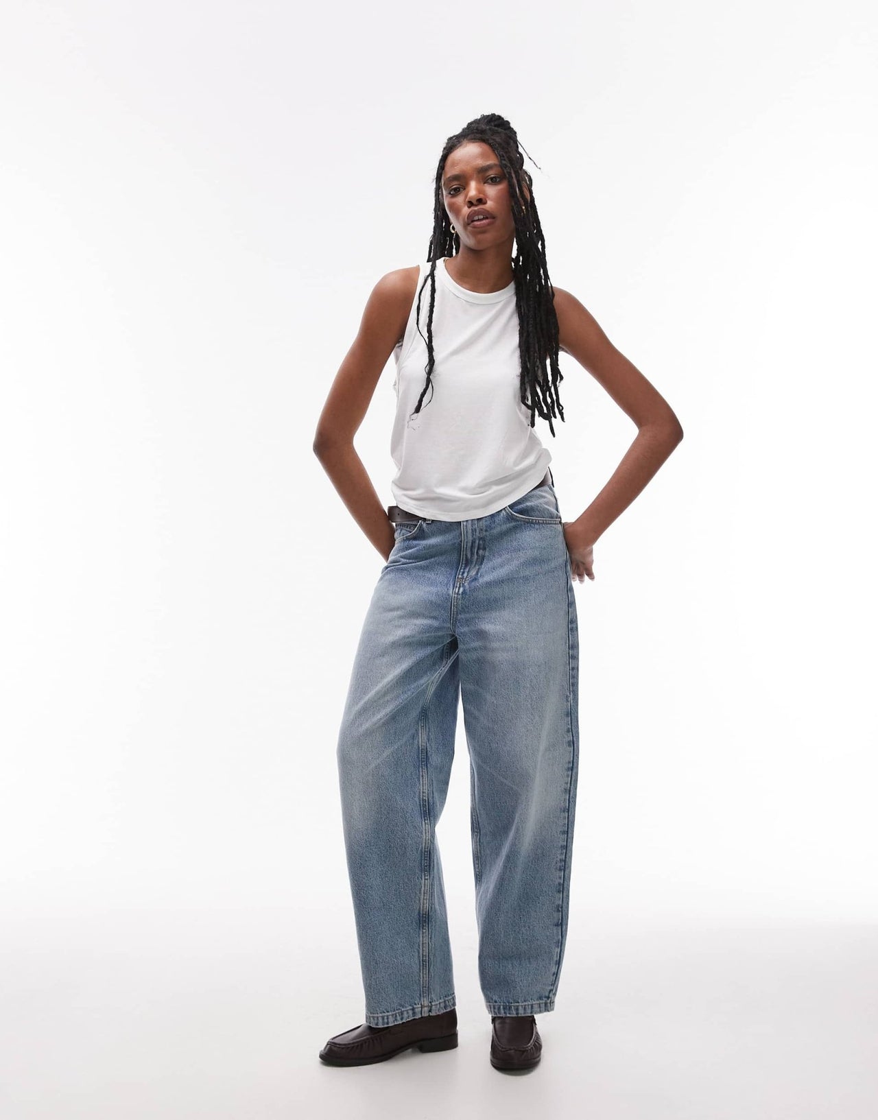 Topshop soft loose tank in white - ASOS Sample Sale
