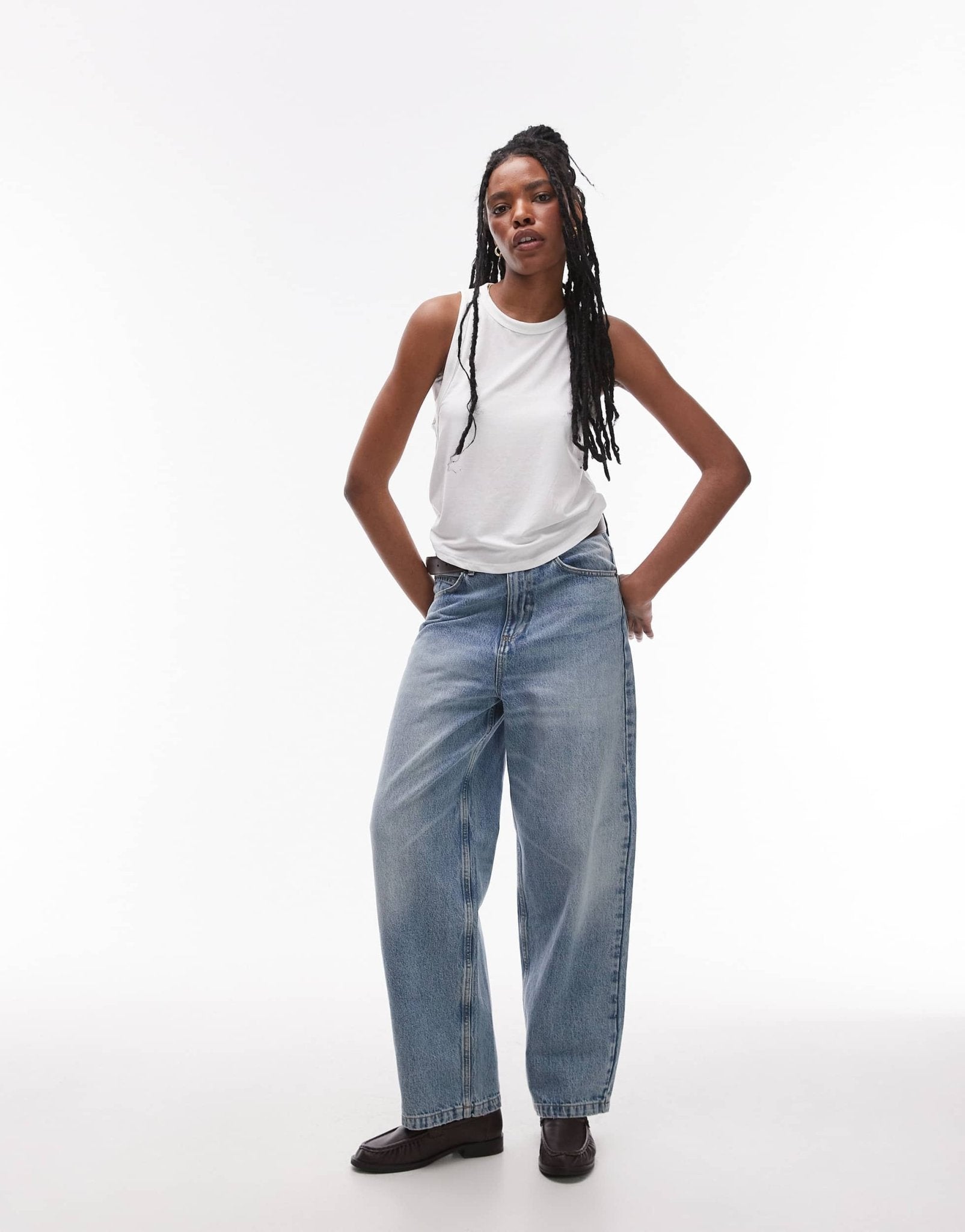 Topshop soft loose tank in white - ASOS Sample Sale