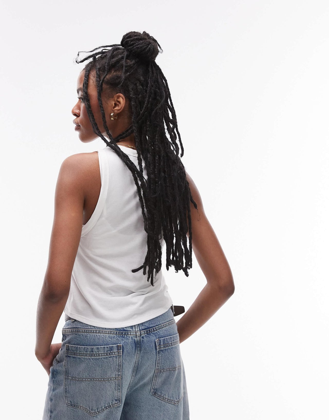 Topshop soft loose tank in white - ASOS Sample Sale