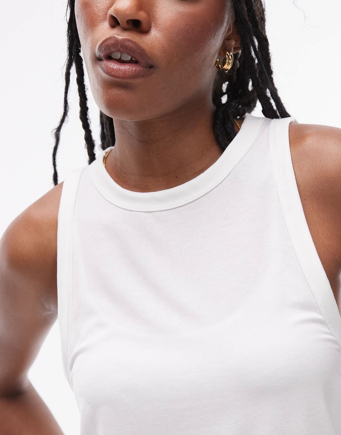 Topshop soft loose tank in white - ASOS Sample Sale
