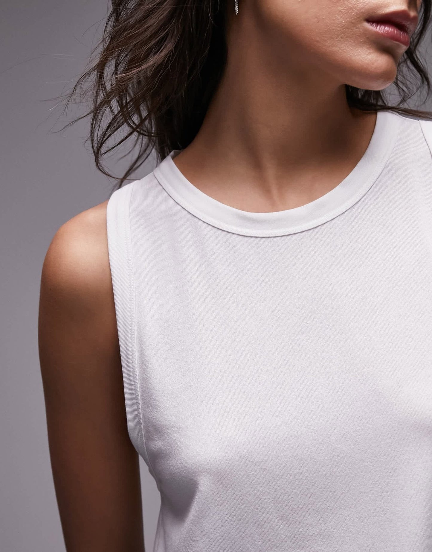 Topshop soft loose tank top in white - ASOS Sample Sale