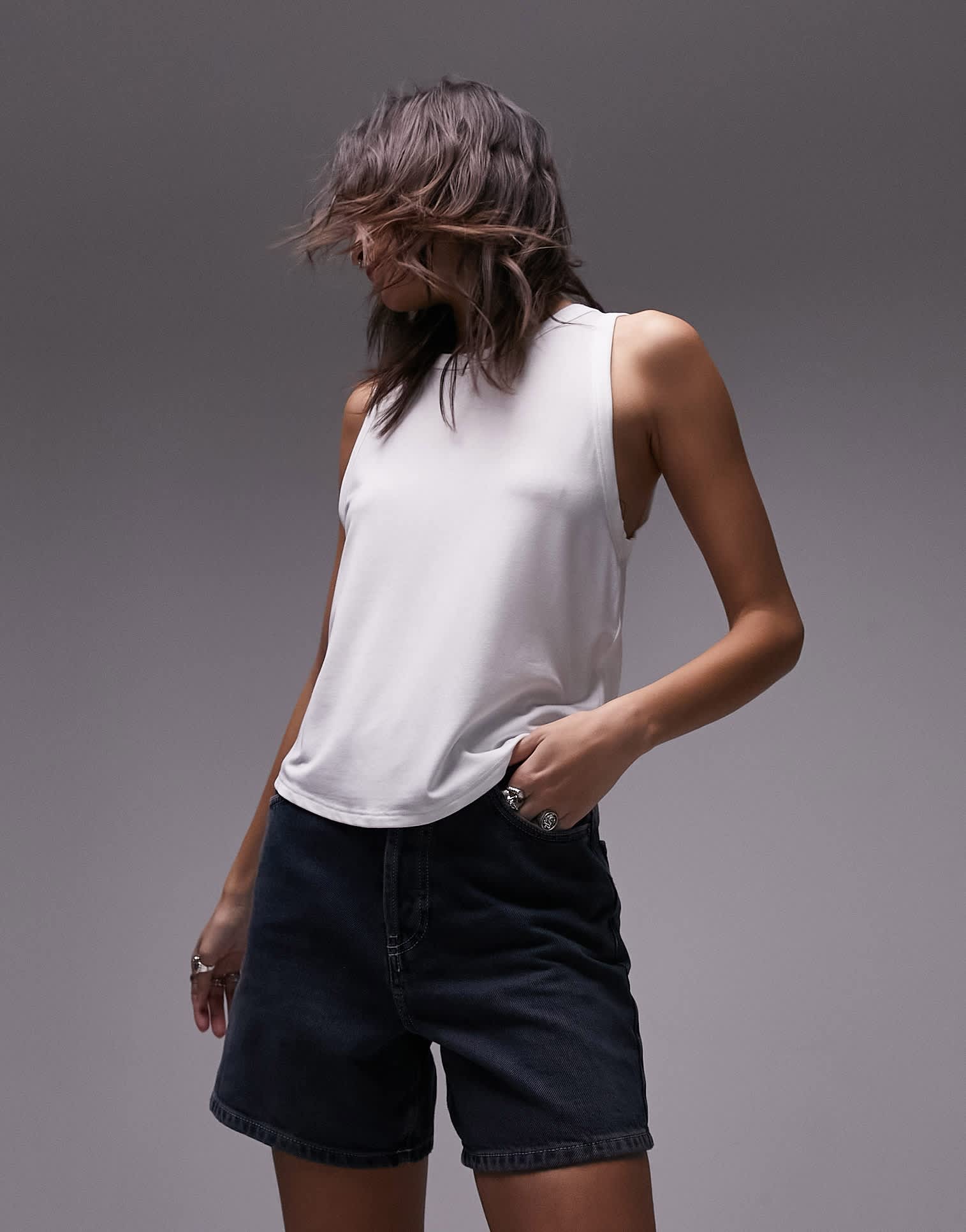 Topshop soft loose tank top in white - ASOS Sample Sale