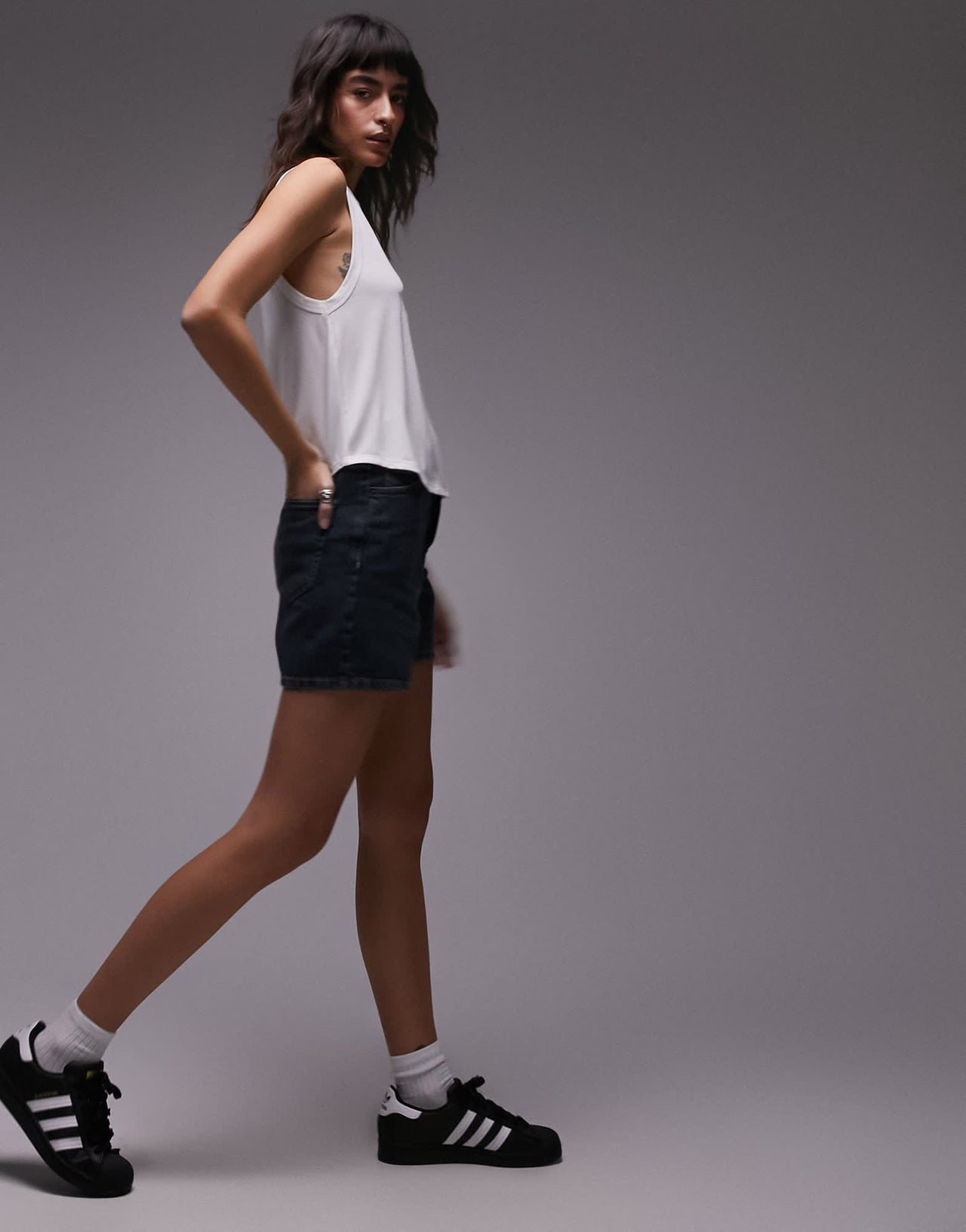 Topshop soft loose tank top in white - ASOS Sample Sale